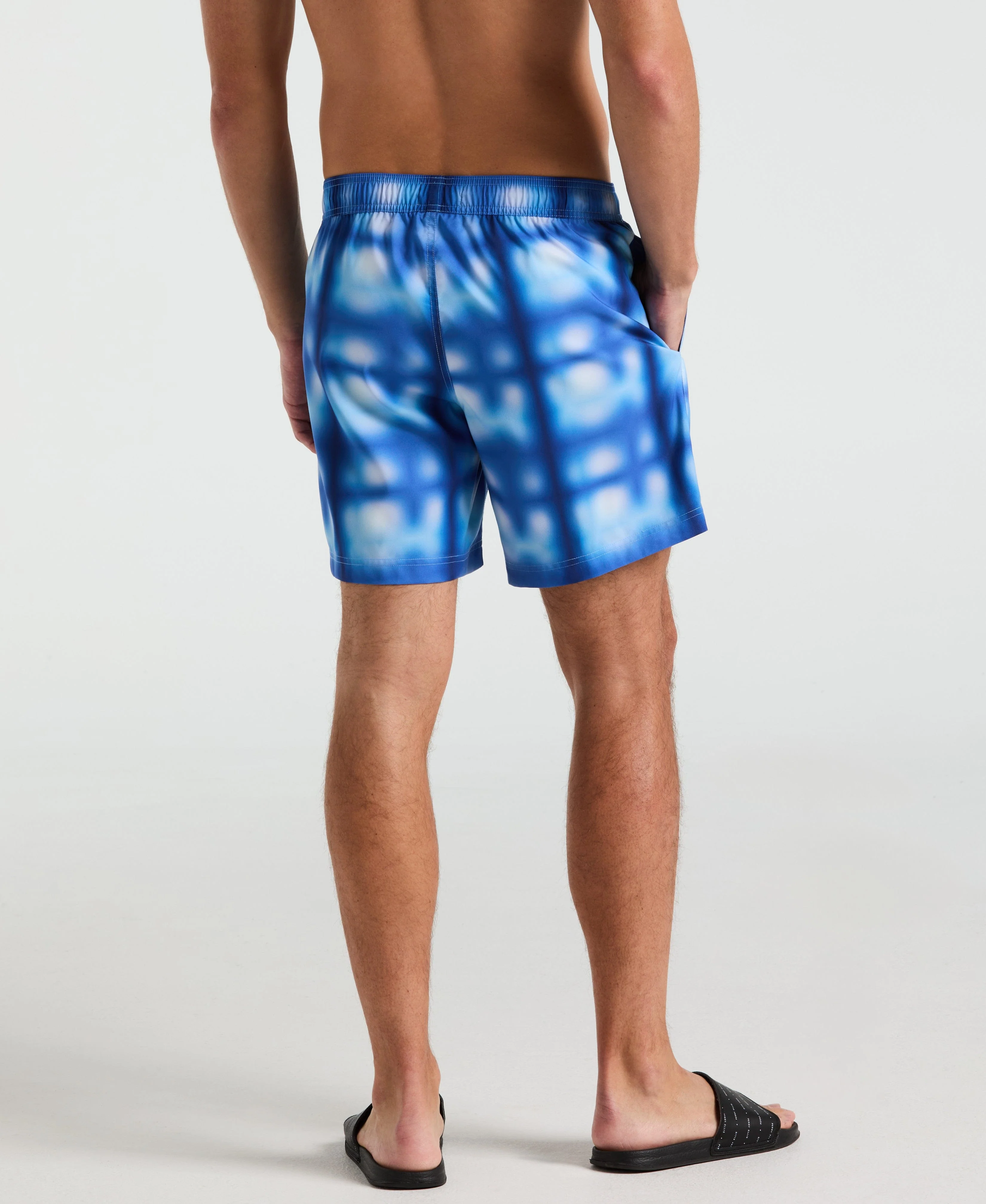 7" Blur Plaid Print Swim Short - Image 2