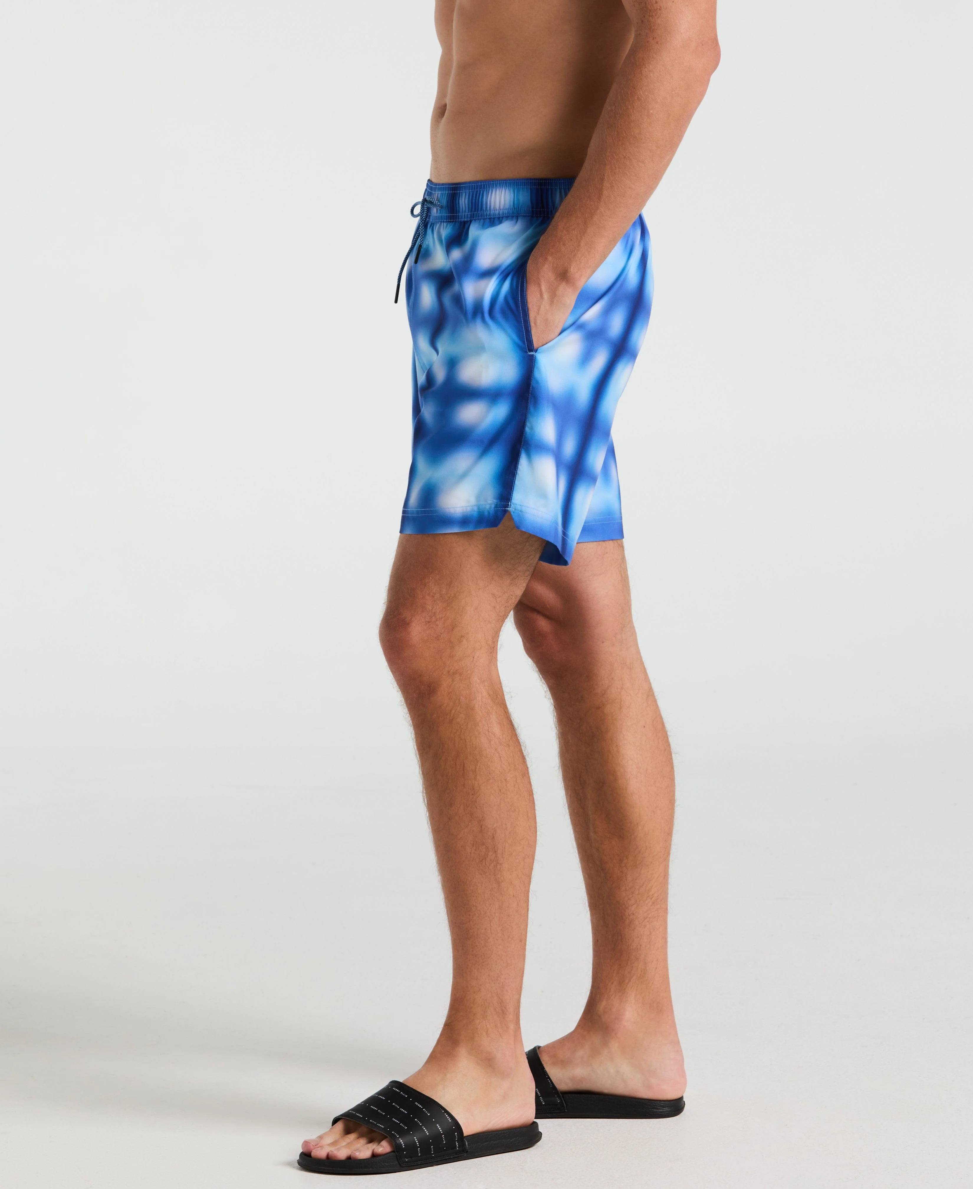 7" Blur Plaid Print Swim Short - Image 3