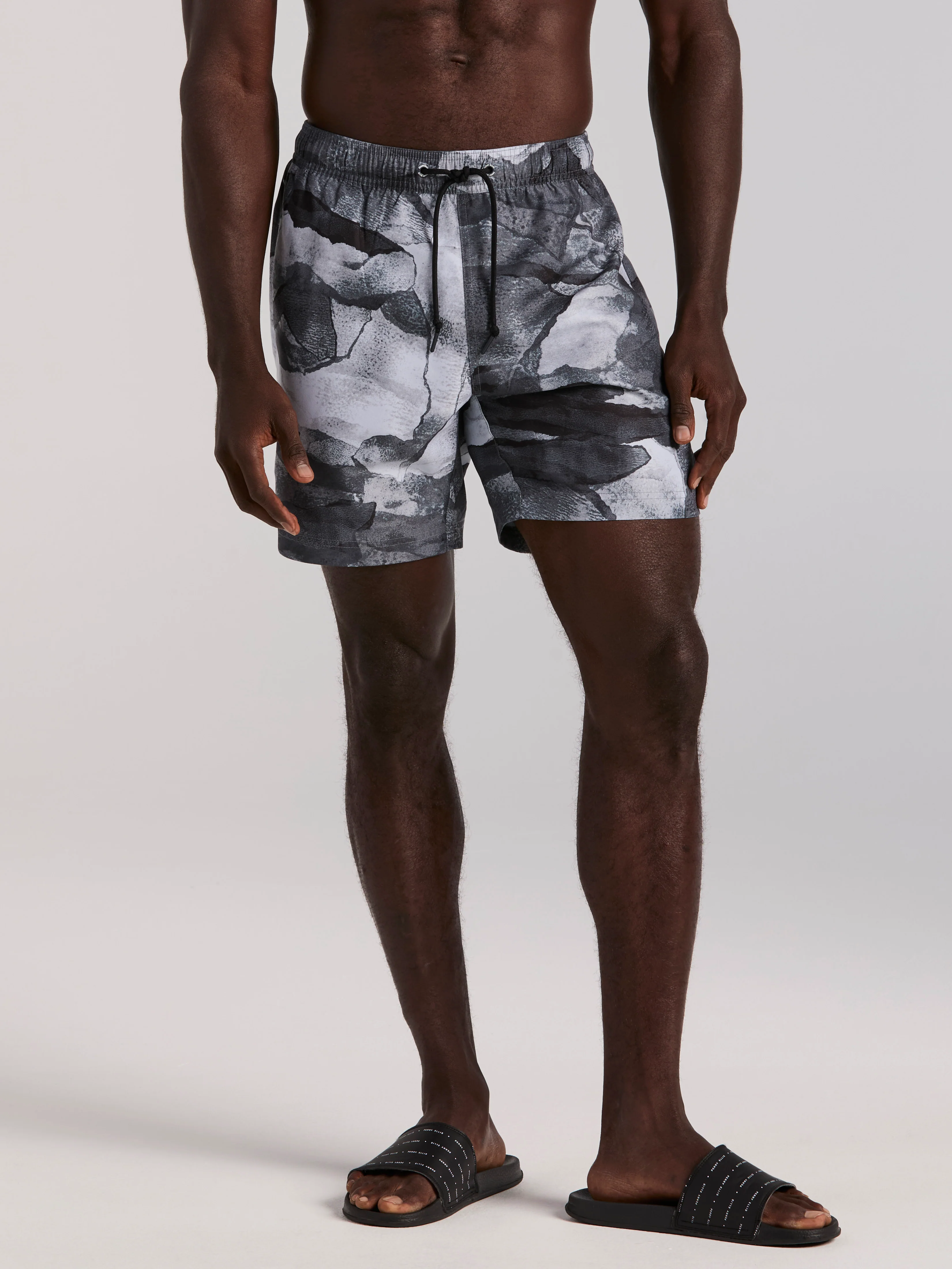 Abstract Wave Print Swim Trunk