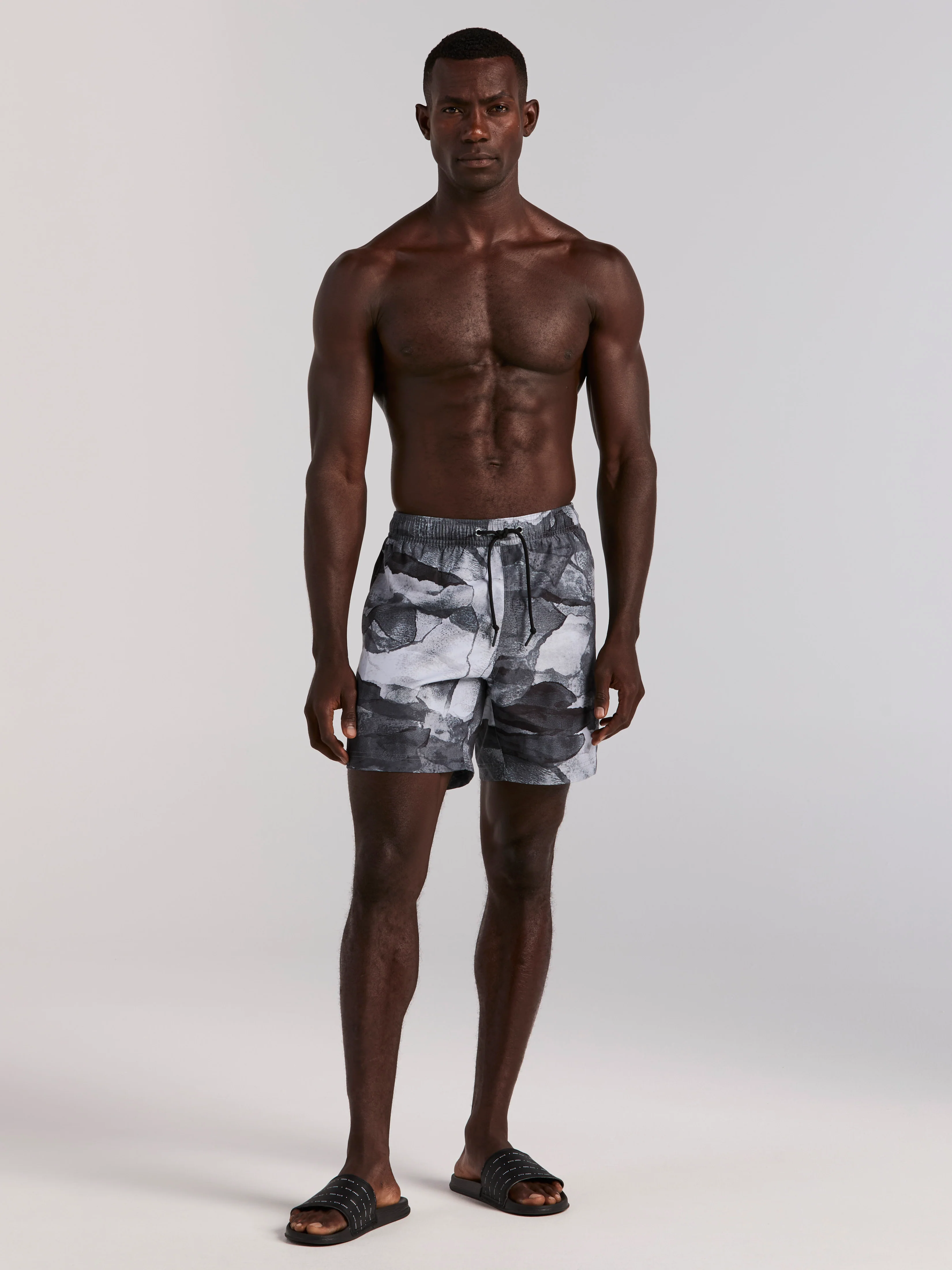 Abstract Wave Print Swim Trunk - Image 4