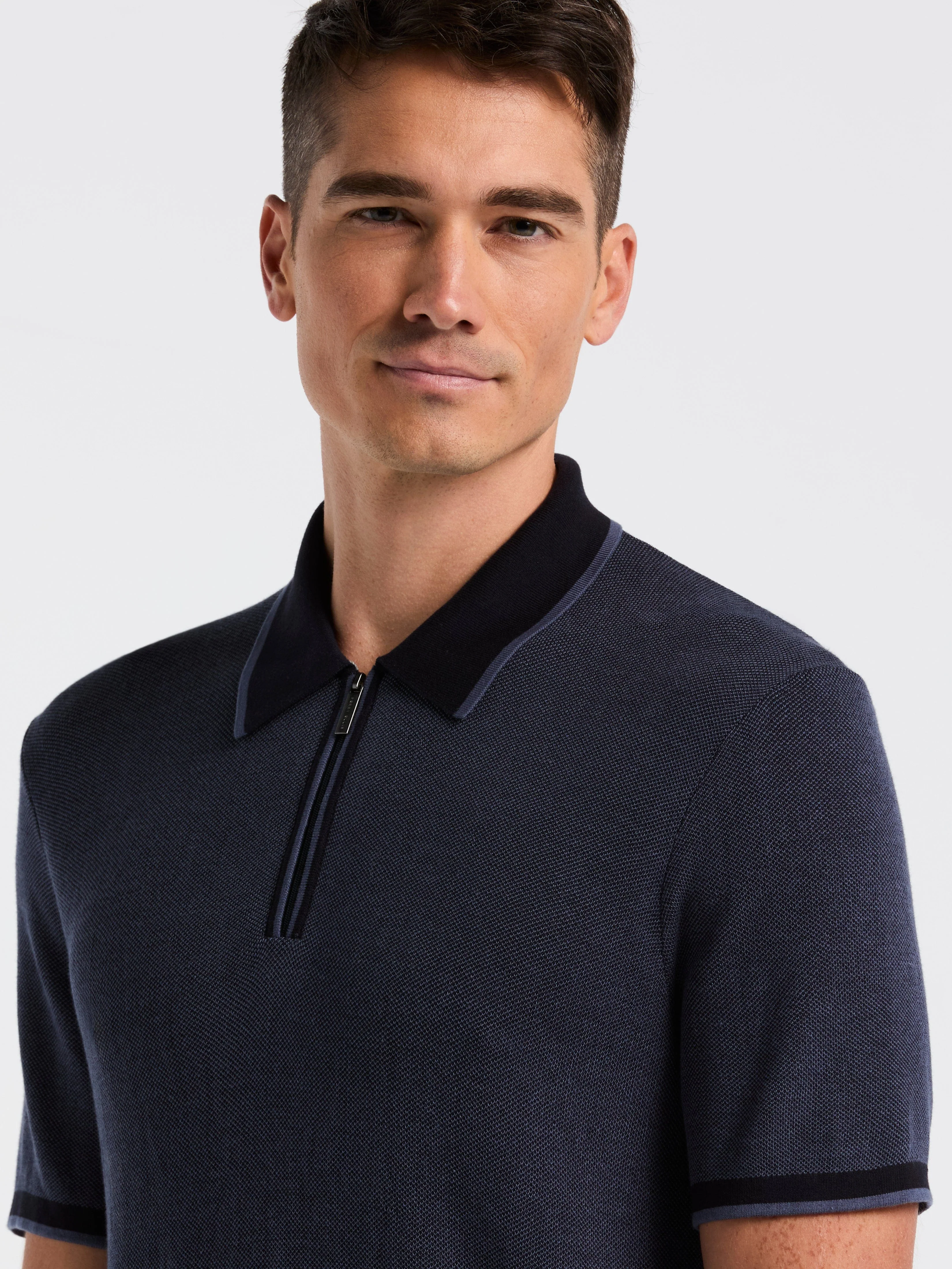 Bi-Color Stitch Zip Polo - Image 11