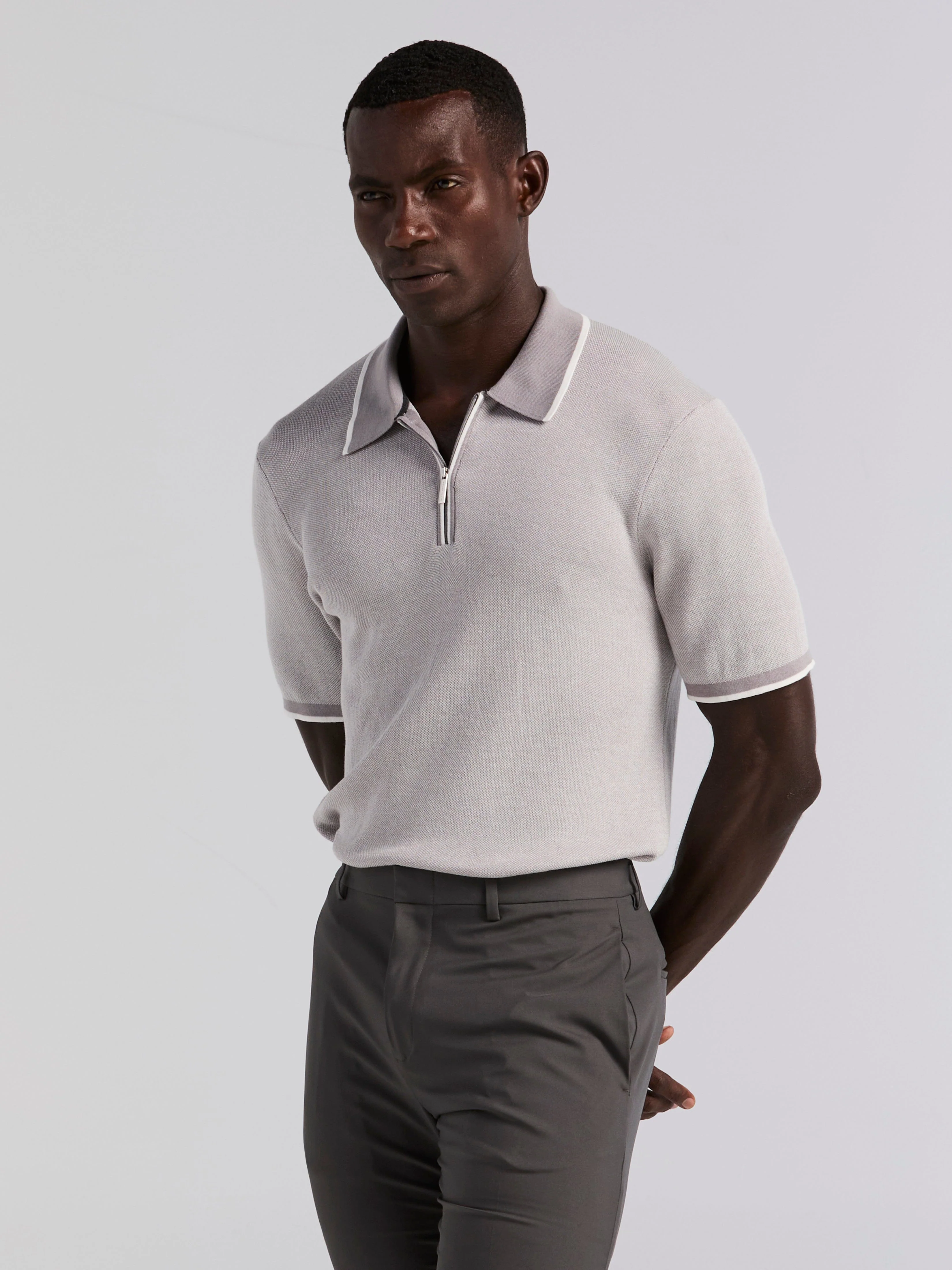 Bi-Color Stitch Zip Polo - Image 17