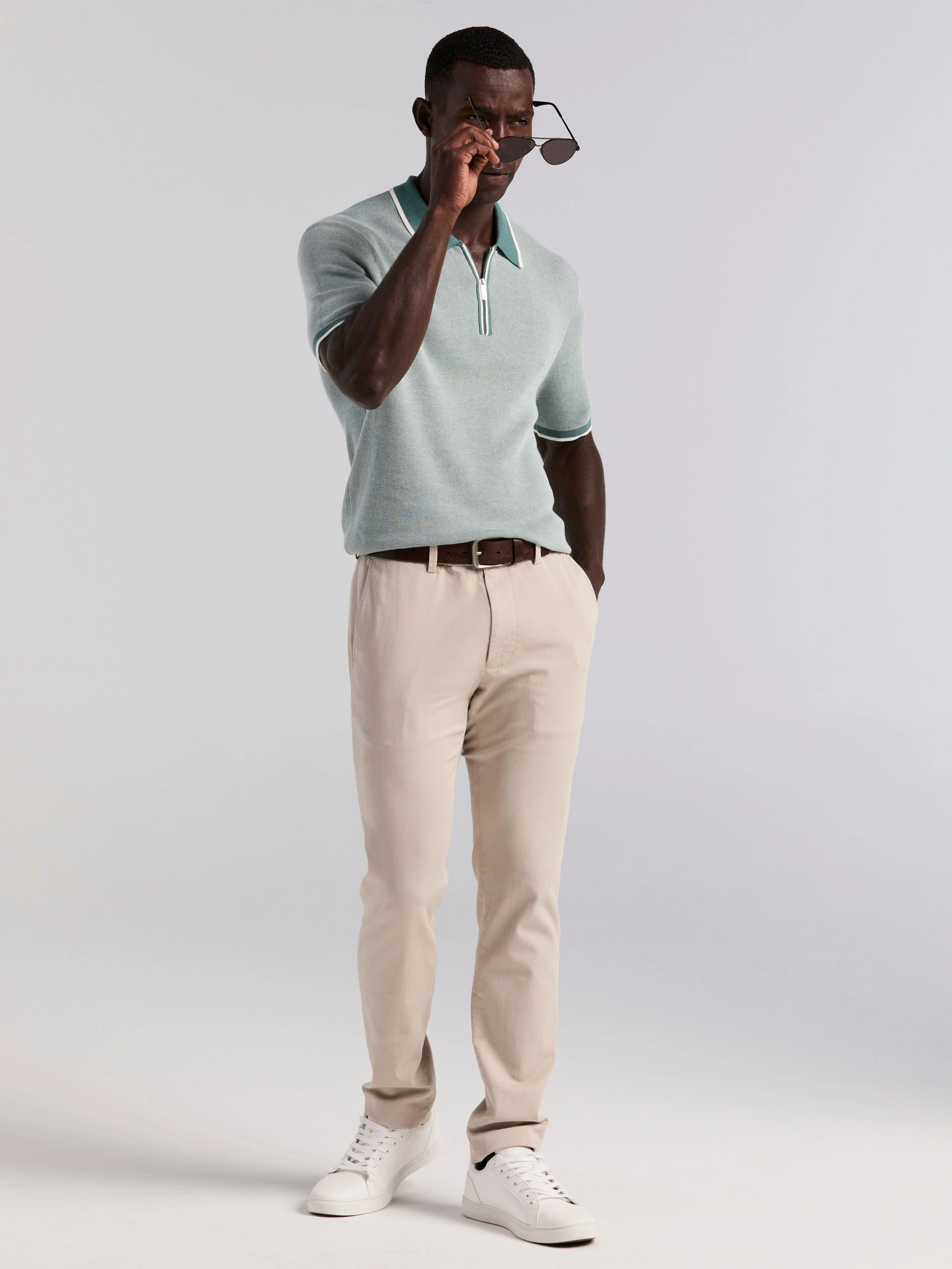 Bi-Color Stitch Zip Polo - Image 5