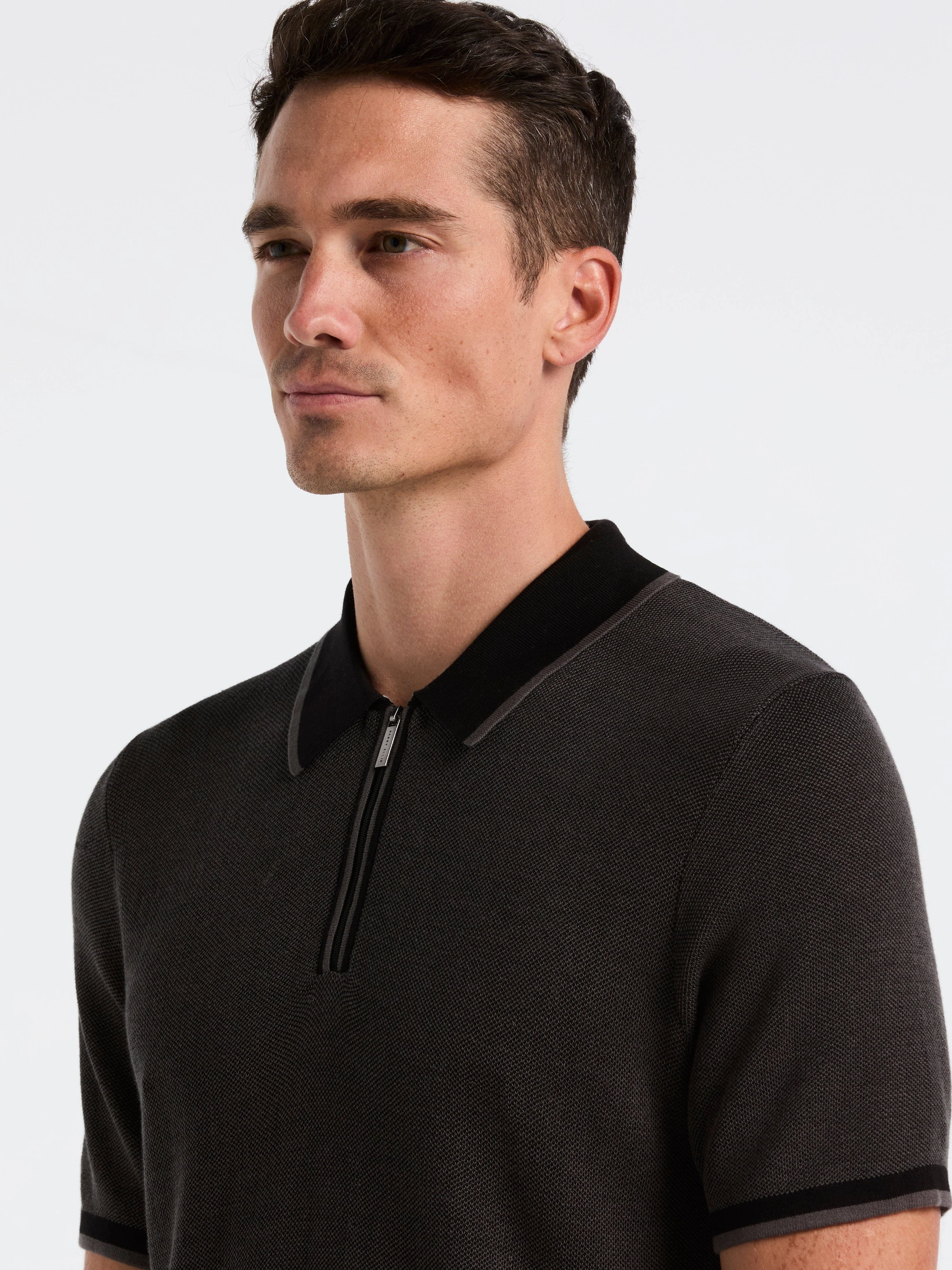 Bi-Color Stitch Zip Polo - Image 8