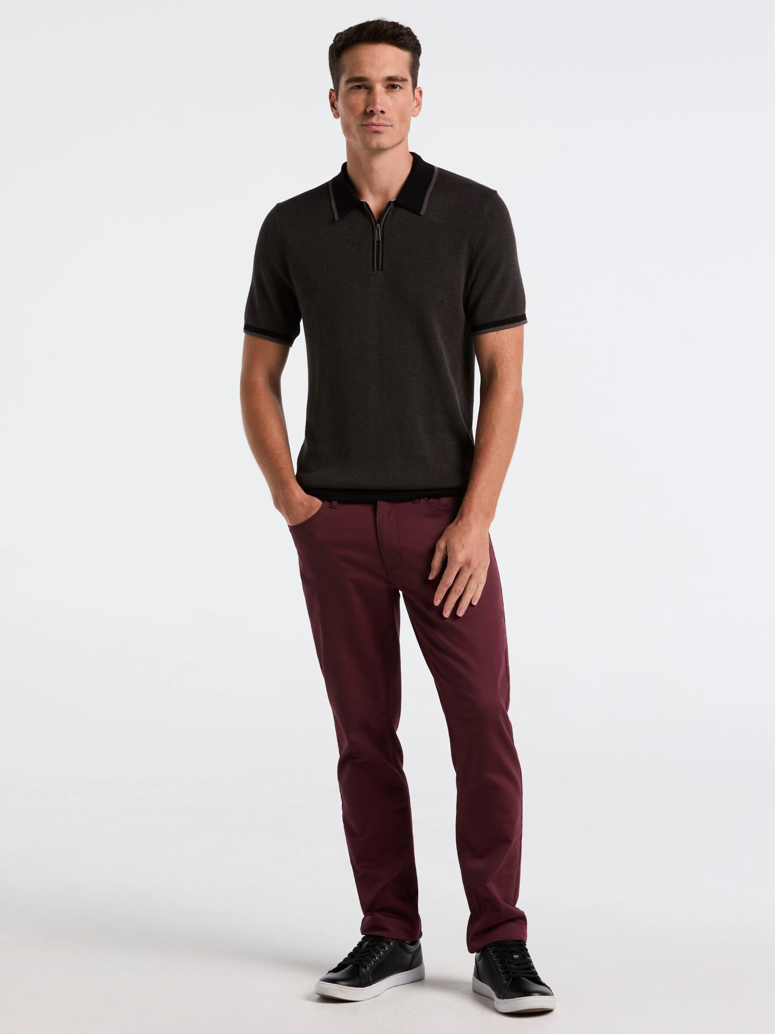 Bi-Color Stitch Zip Polo - Image 9