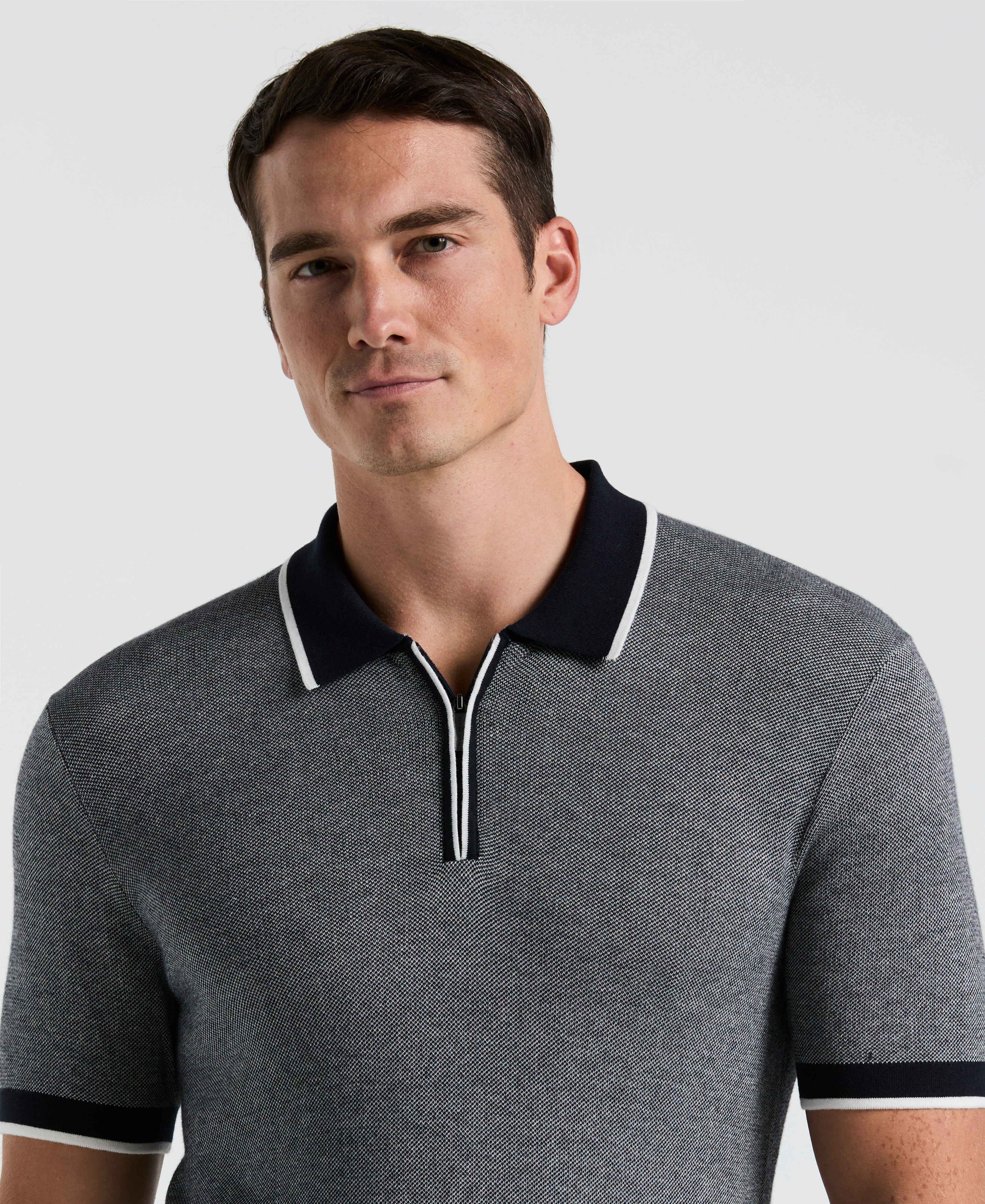 Bi-Color Stitch Zip Polo - Image 3