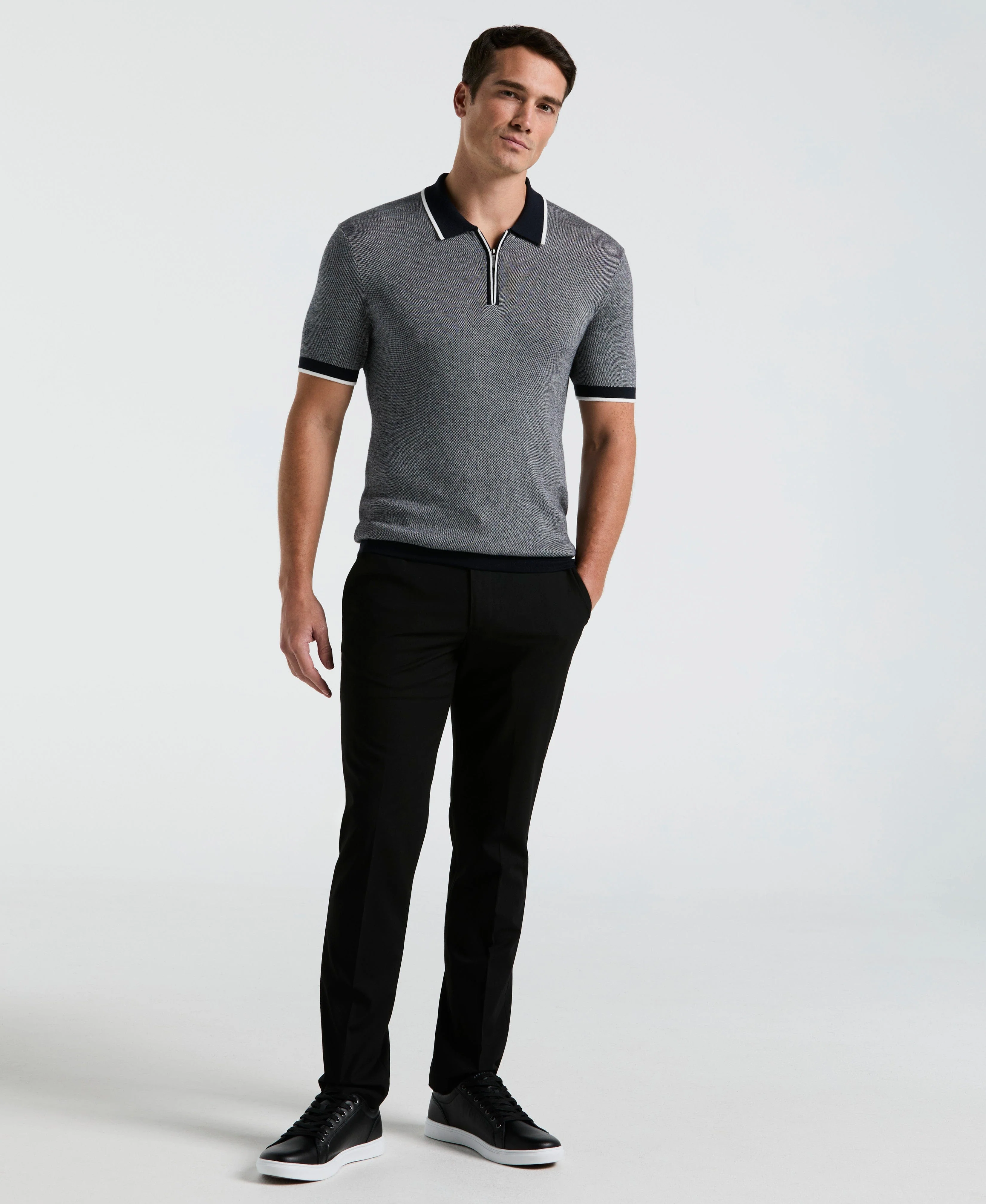 Bi-Color Stitch Zip Polo - Image 4