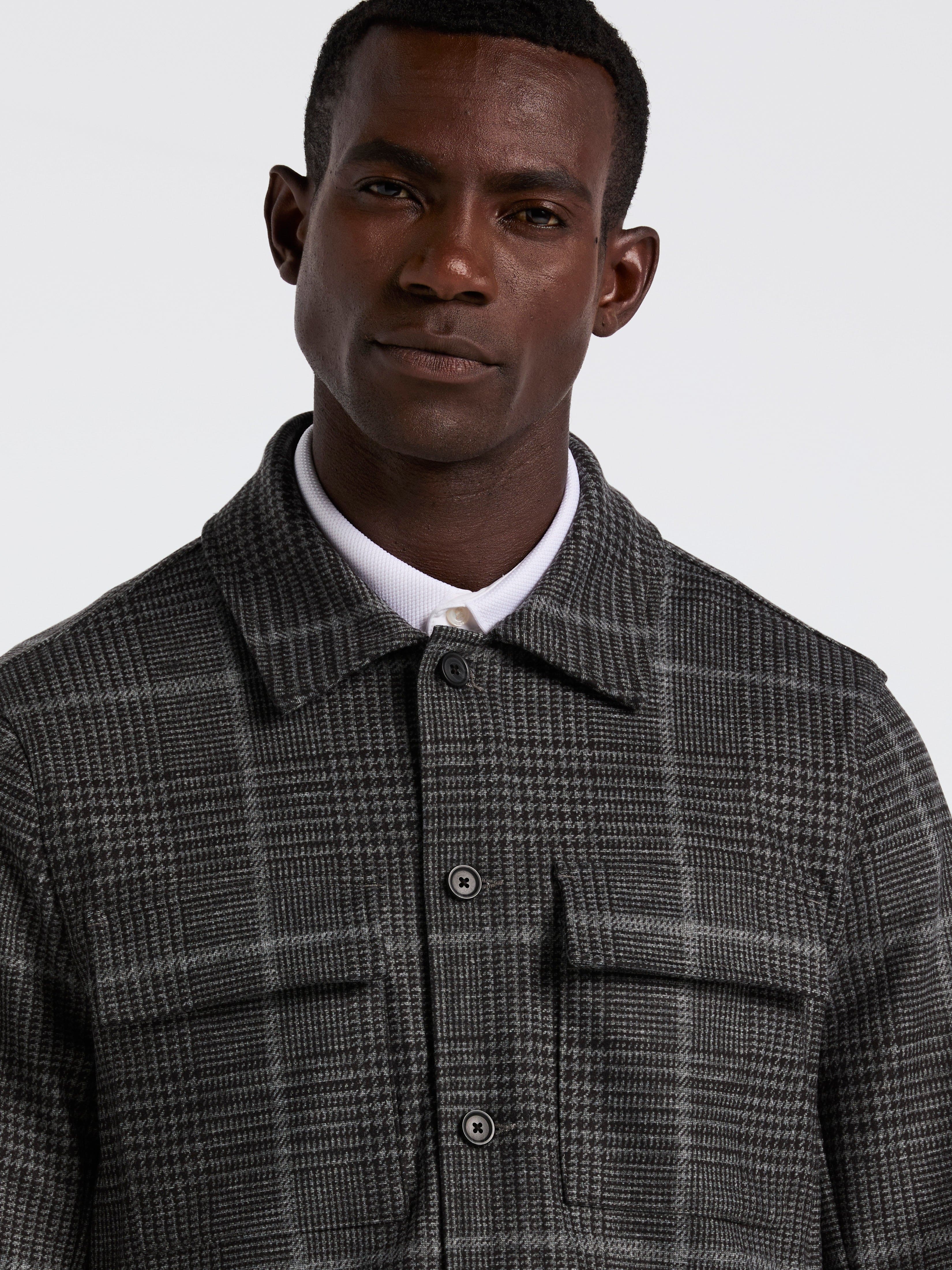 Bold Power Plaid Print Knit Short Jacket - Image 2