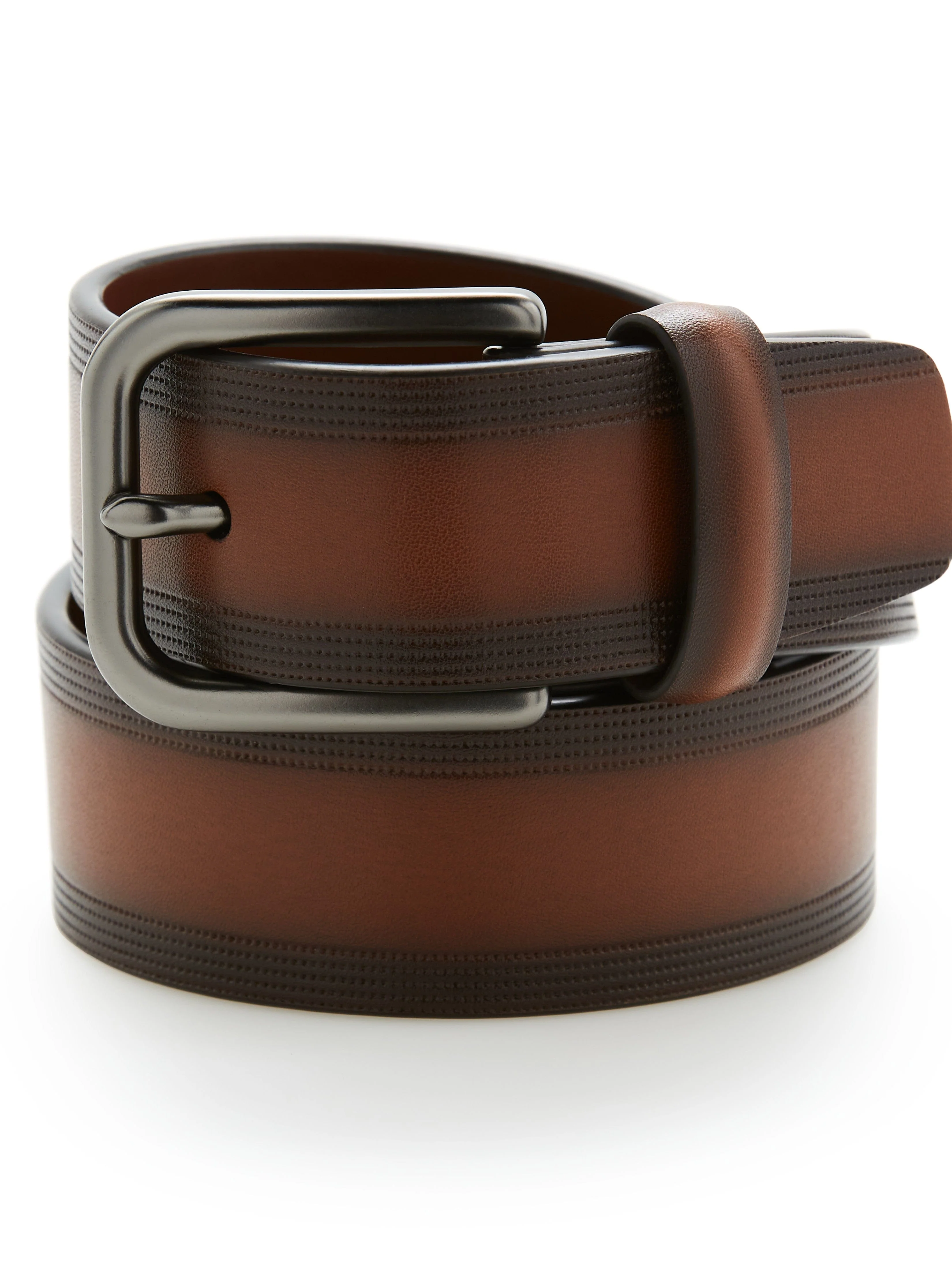 Casual Leather Belt with Embossed Pattern - Image 2