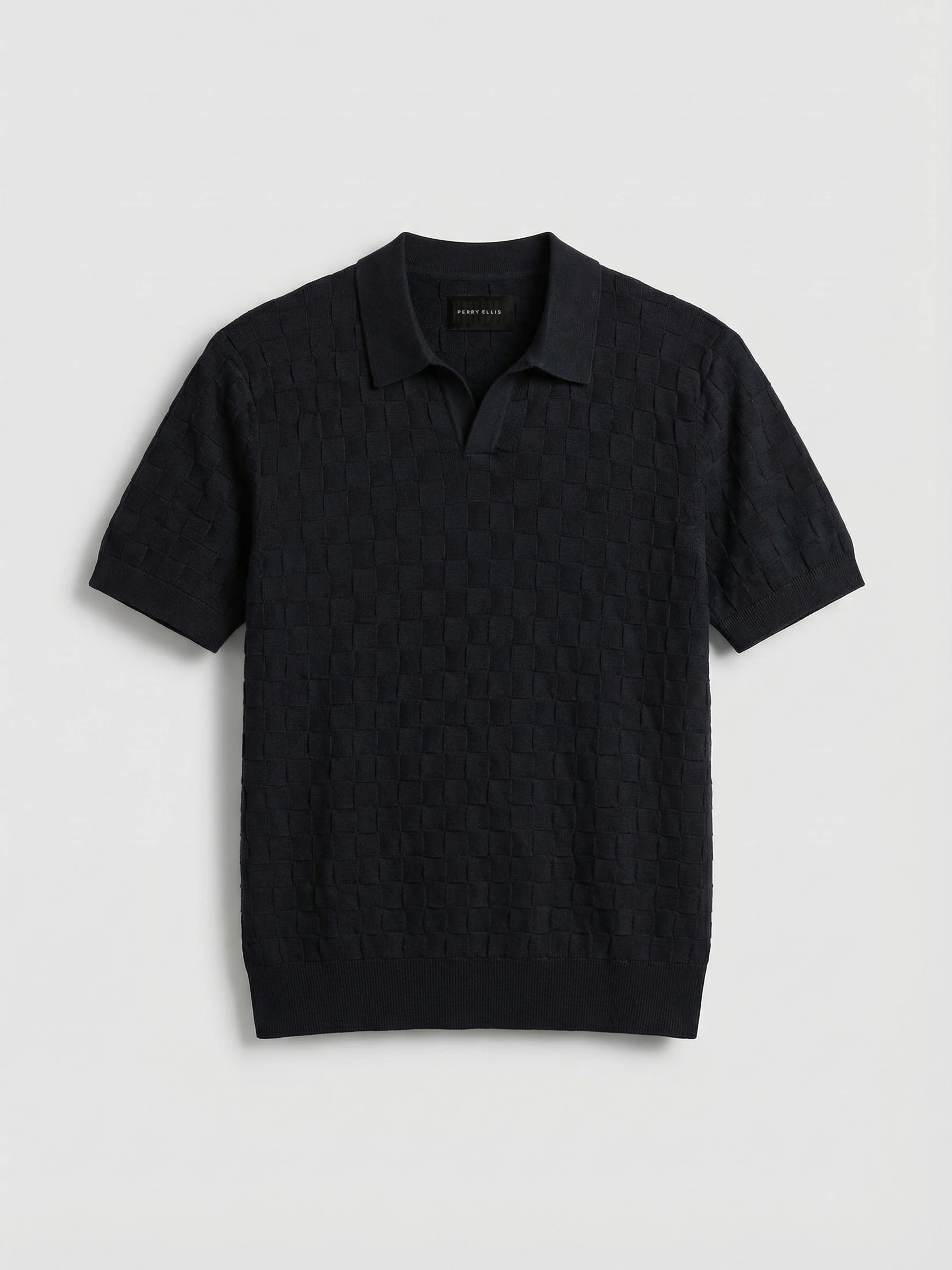 Square Pattern Open Collar Polo - Image 6