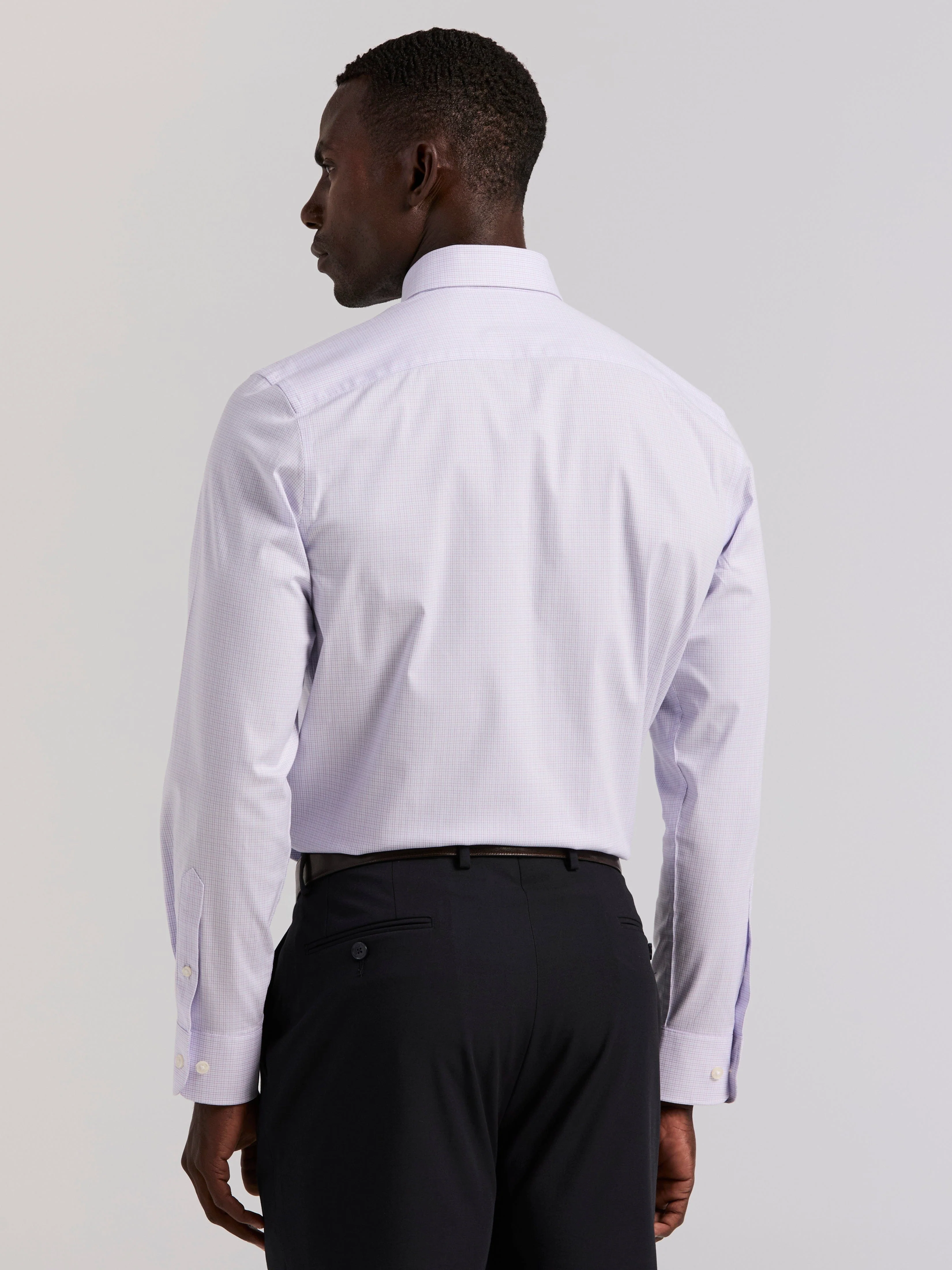 Slim Fit Cotton Stretch Mini Plaid Dress Shirt - Image 3