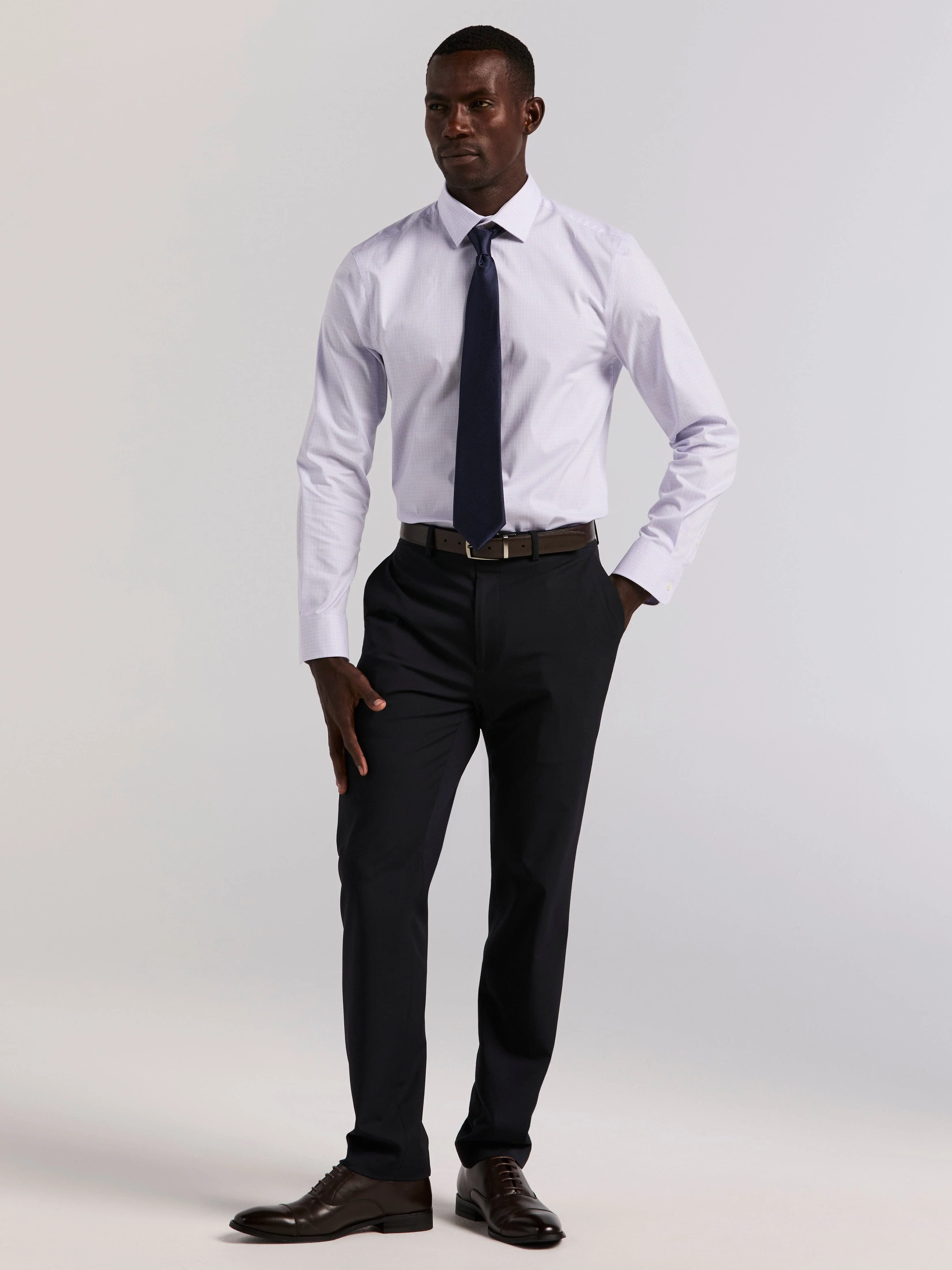 Slim Fit Cotton Stretch Mini Plaid Dress Shirt - Image 4