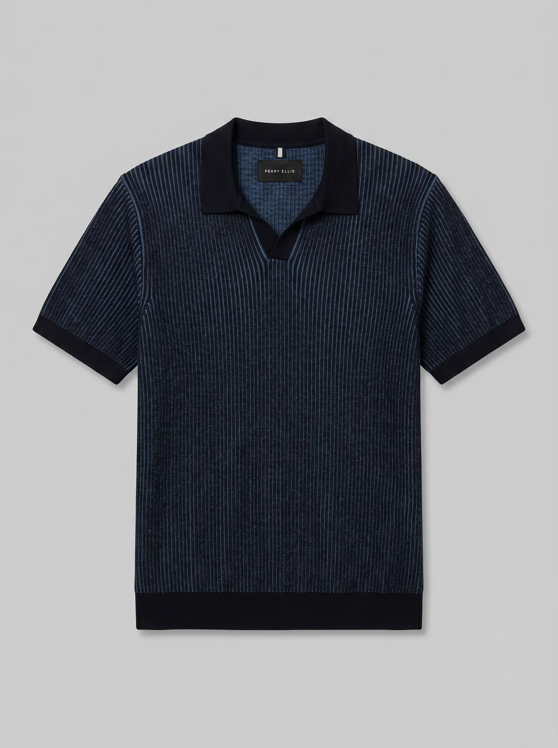 Cotton Modal Bi-Color Open Polo Sweater - Image 6