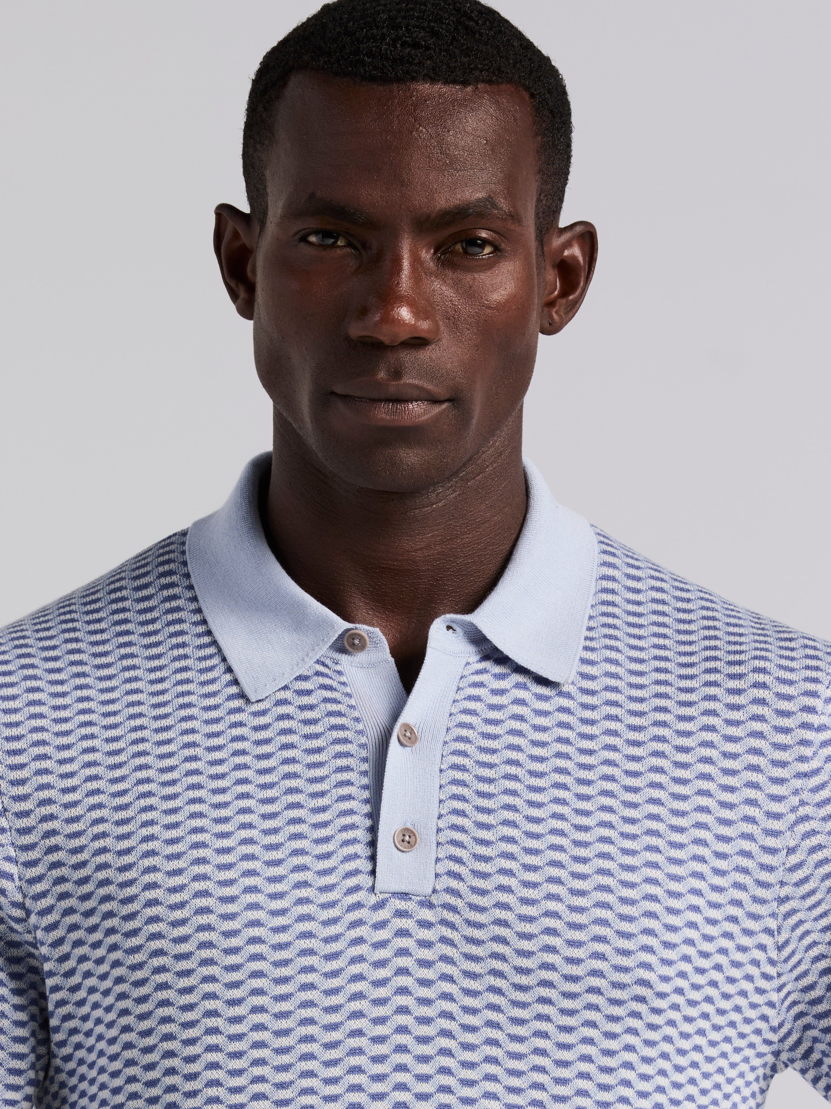 Cotton Modal Geo Polo Sweater - Image 2