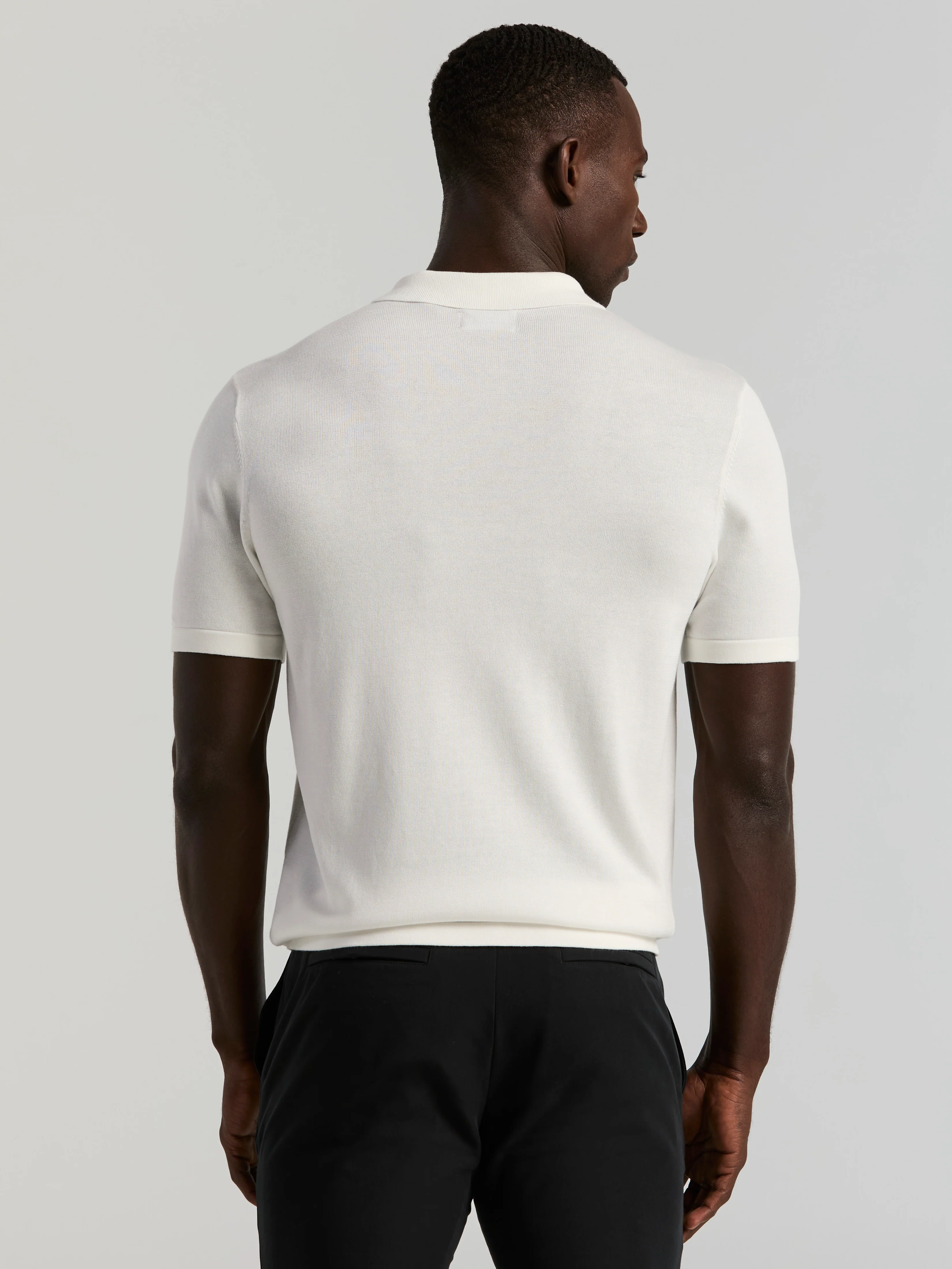 Cotton Modal Stripe Polo Sweater - Image 4