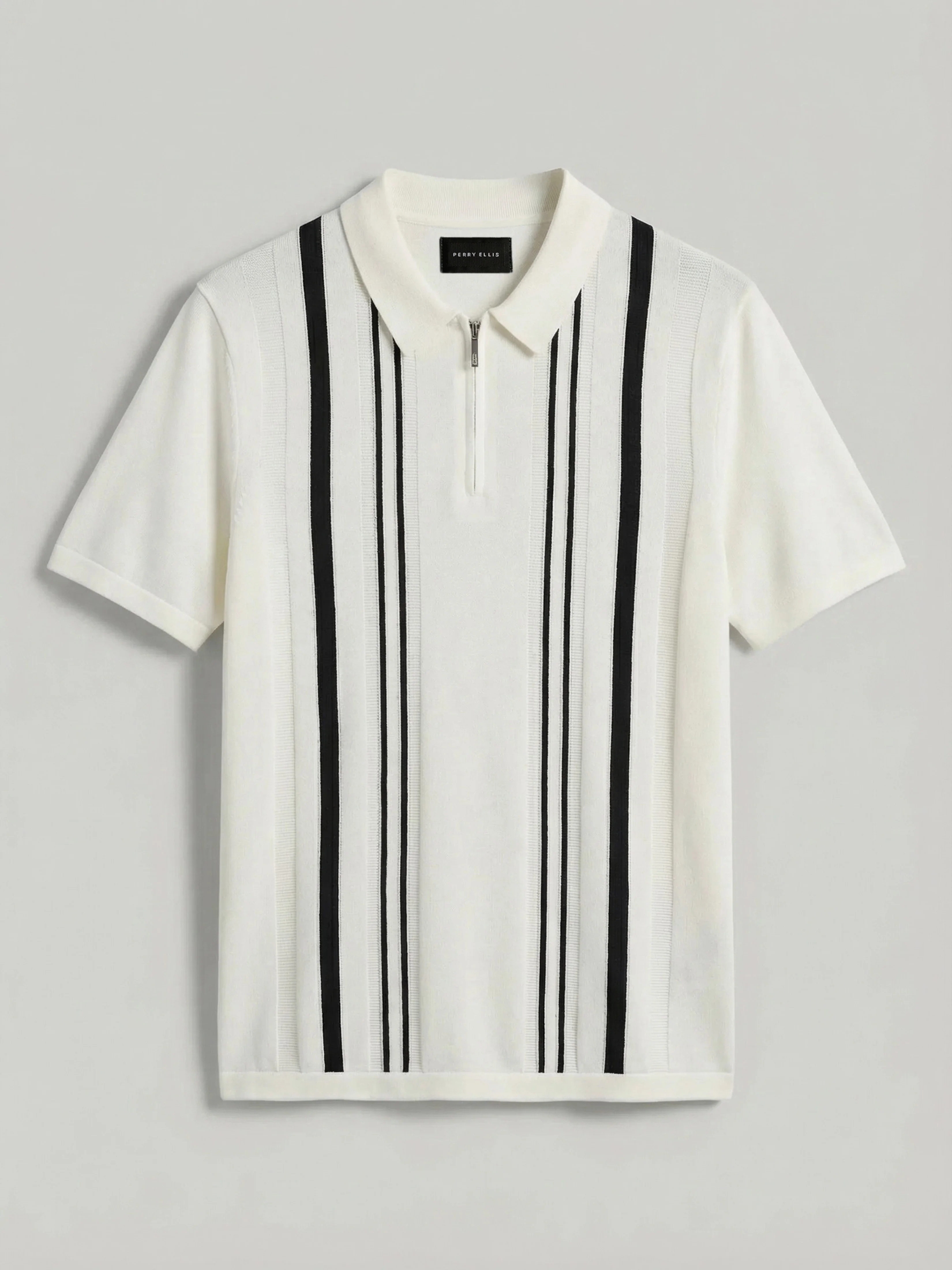 Cotton Modal Stripe Polo Sweater - Image 6