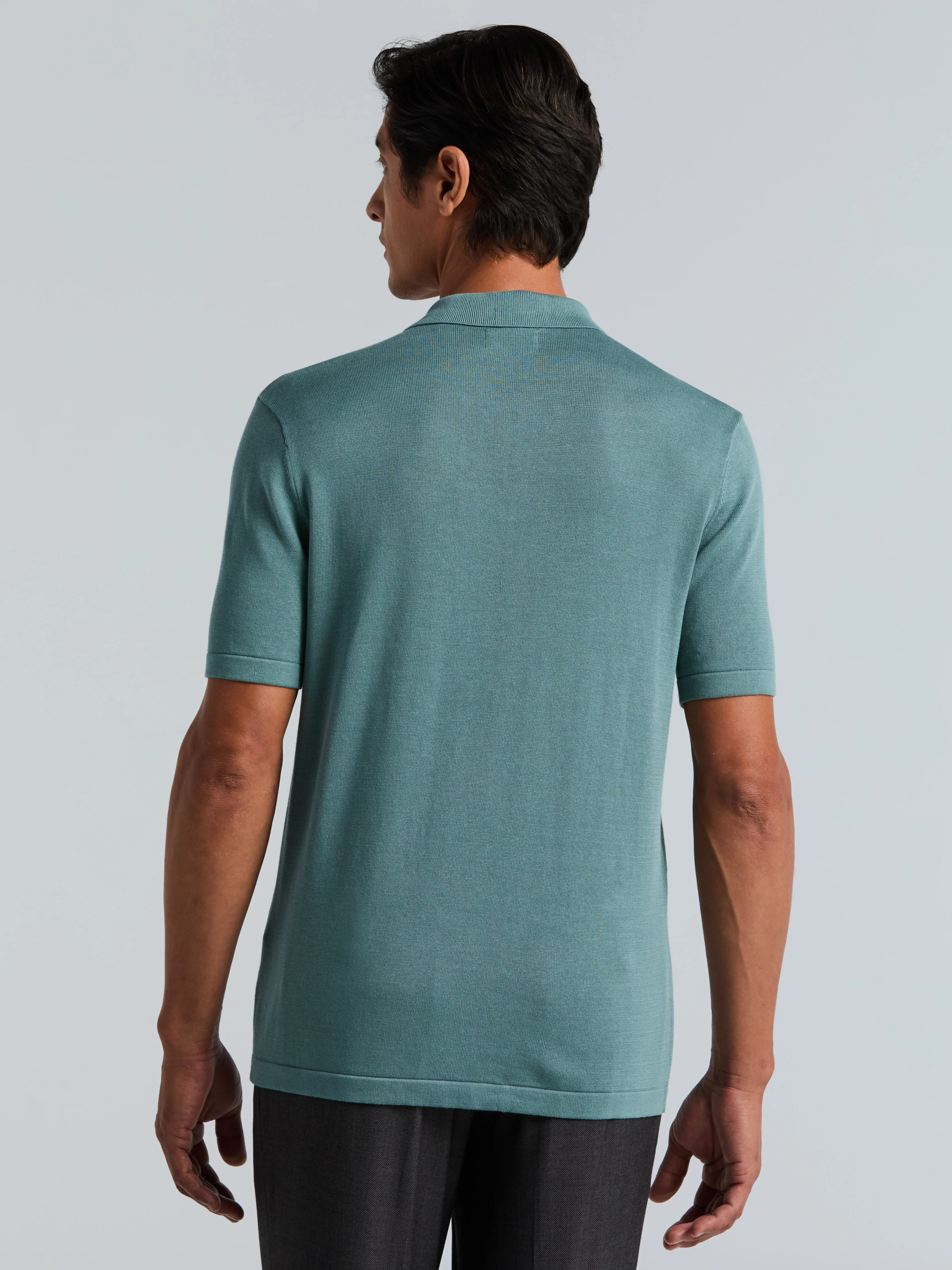 Cotton Modal Stripe Polo Sweater - Image 9