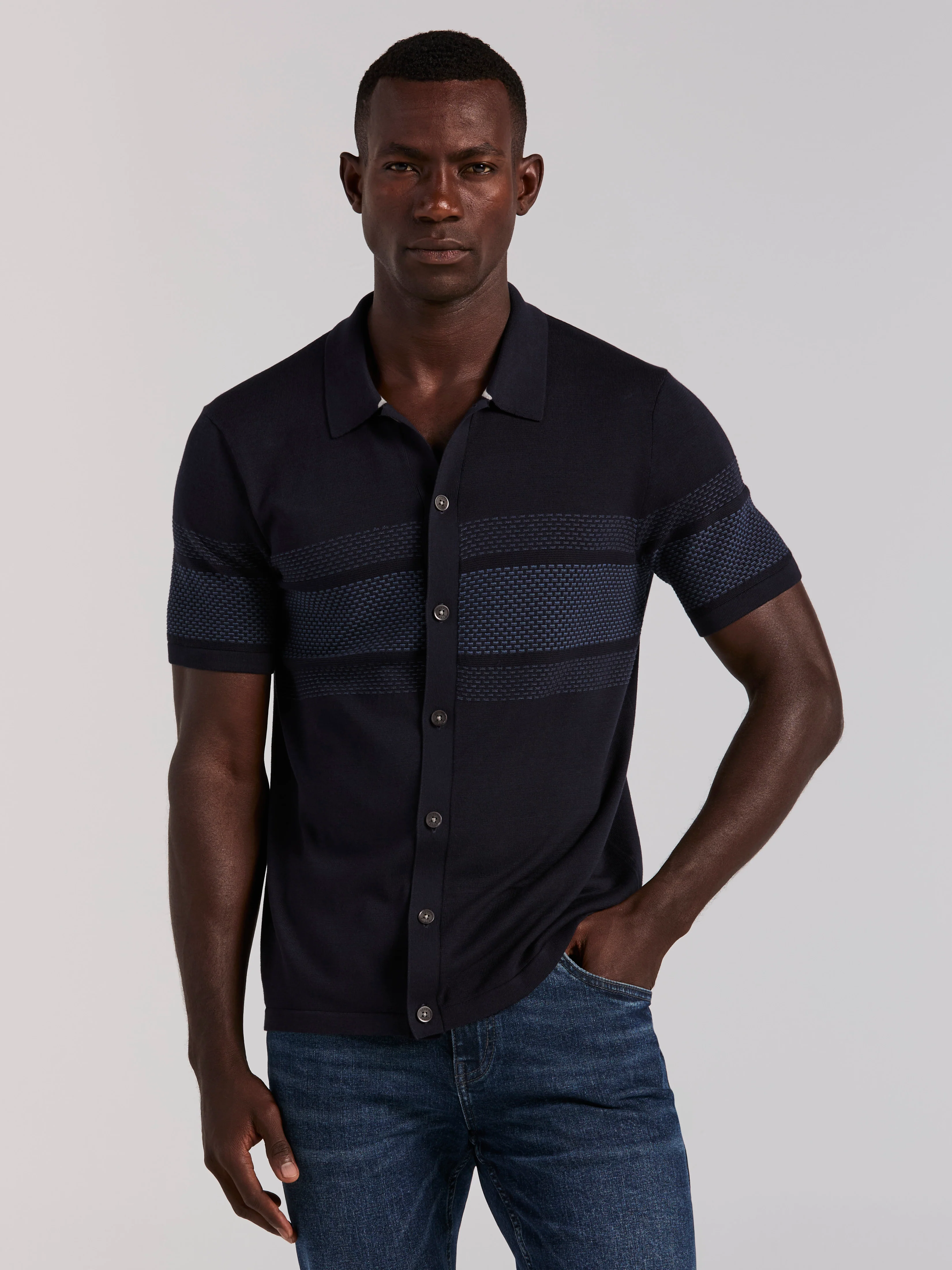 Cotton Modal Button Front Sweater Polo