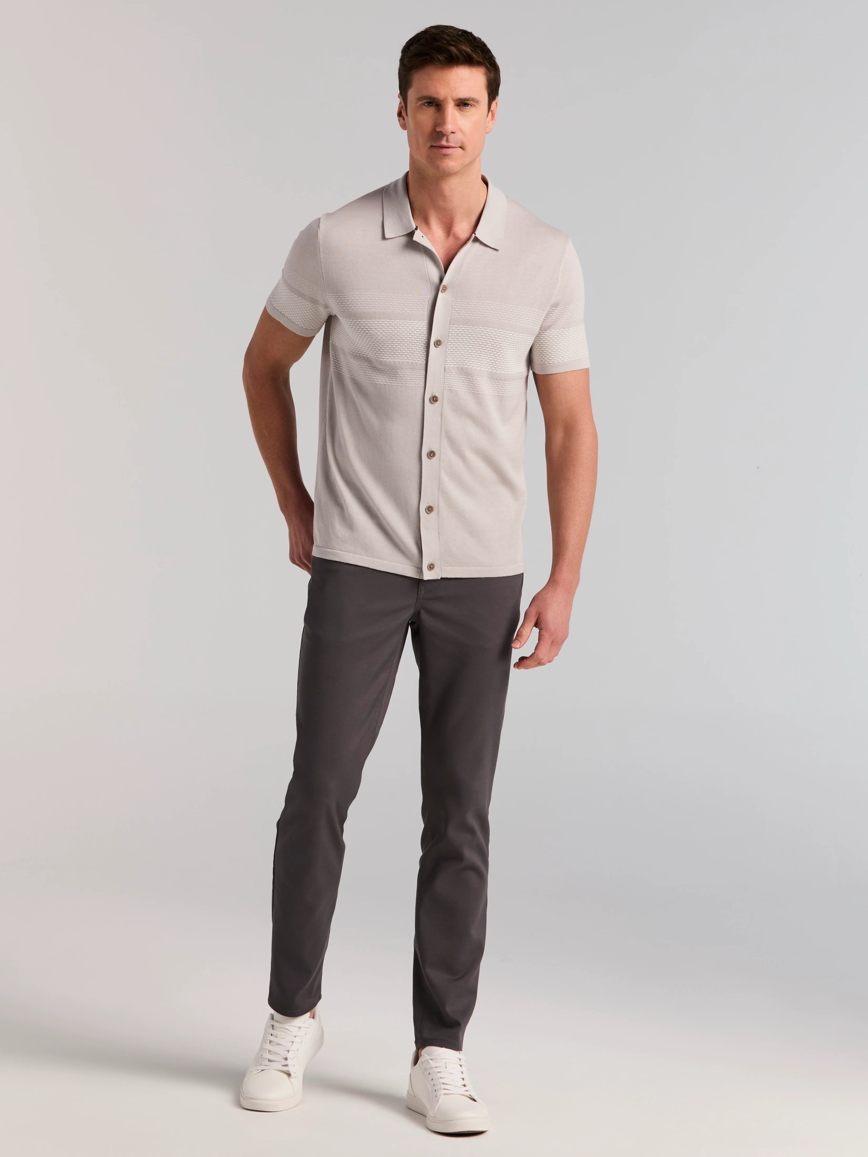 Cotton Modal Button Front Sweater Polo - Image 10