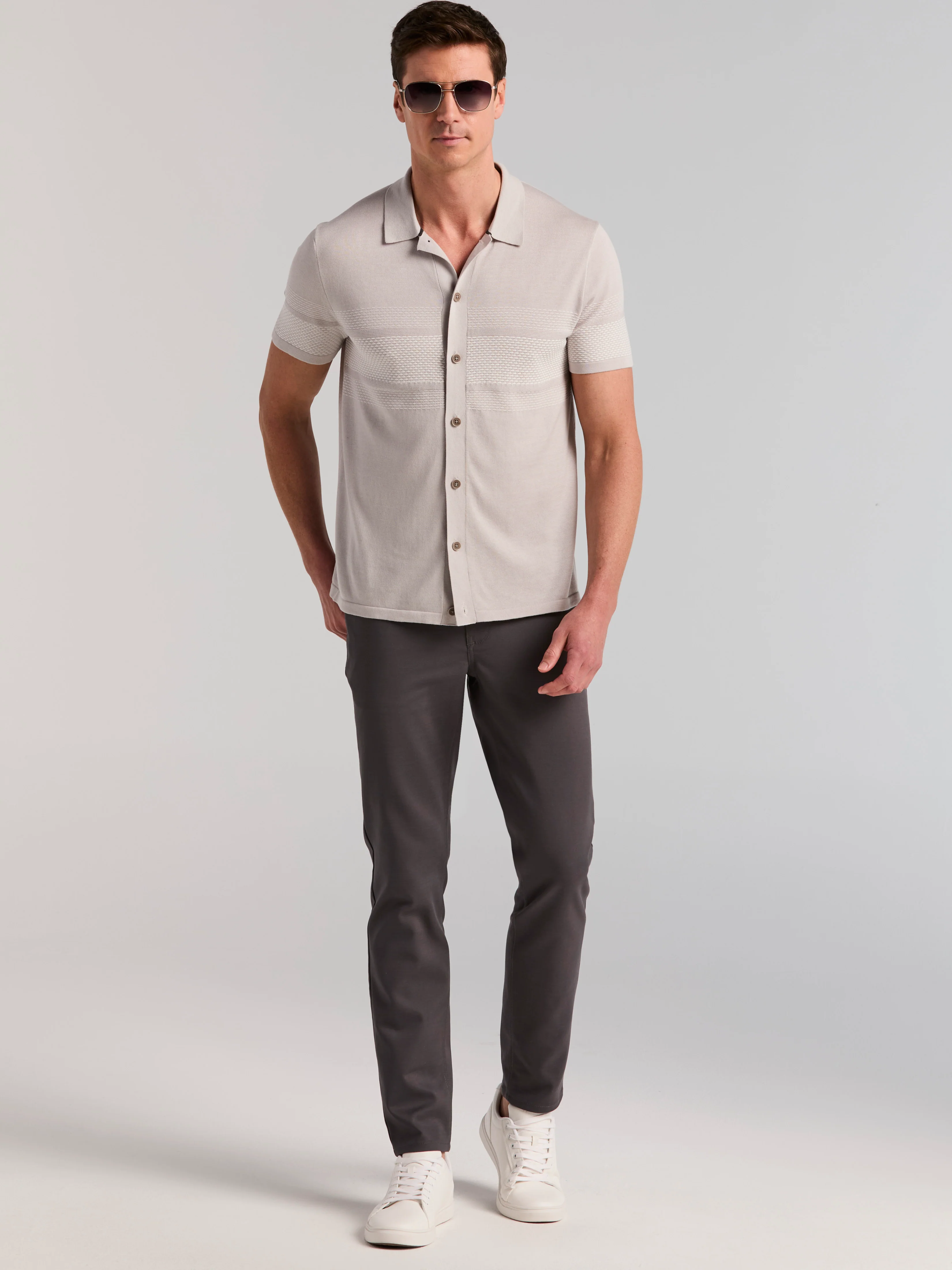 Cotton Modal Button Front Sweater Polo - Image 11
