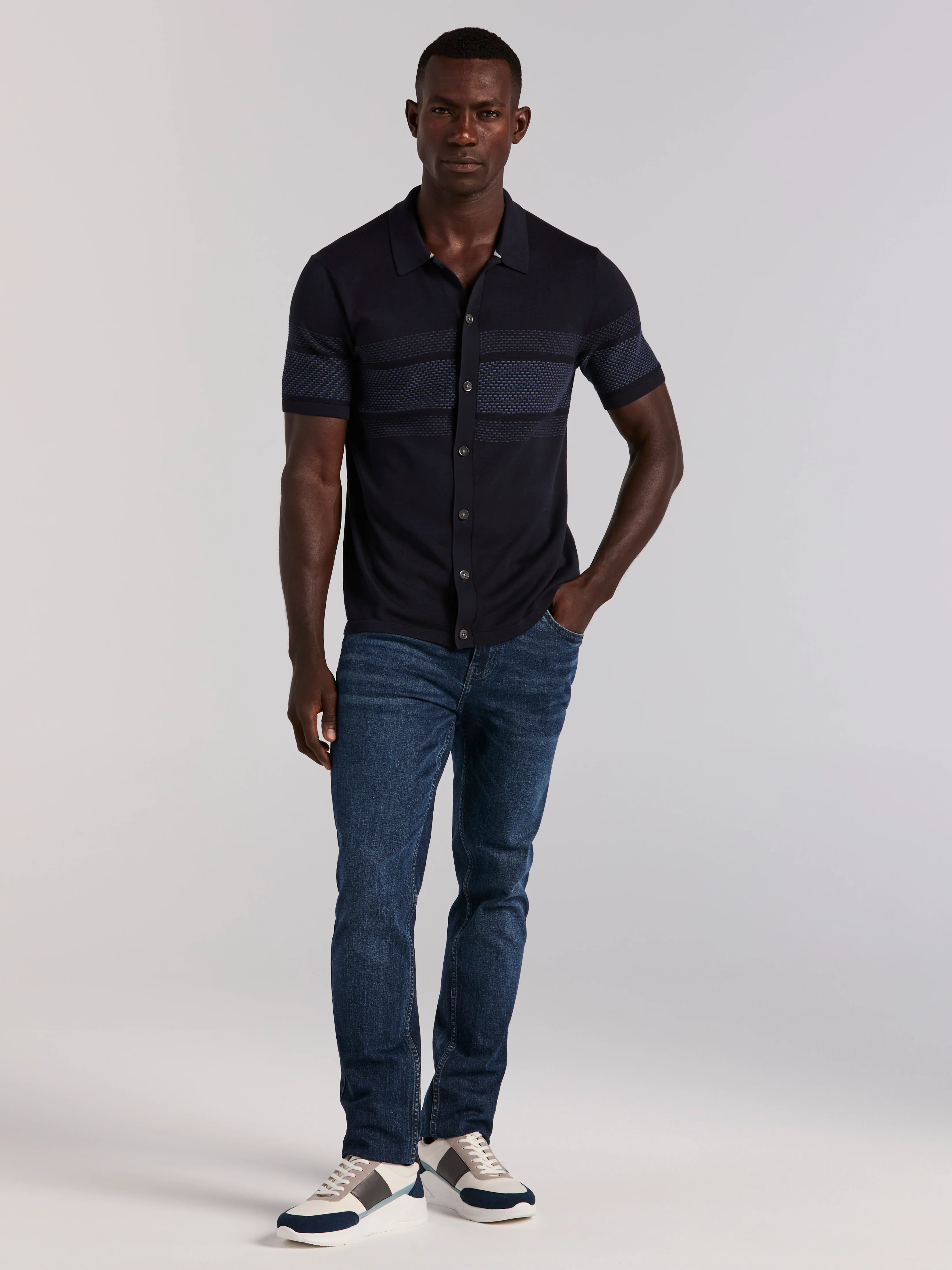 Cotton Modal Button Front Sweater Polo - Image 5