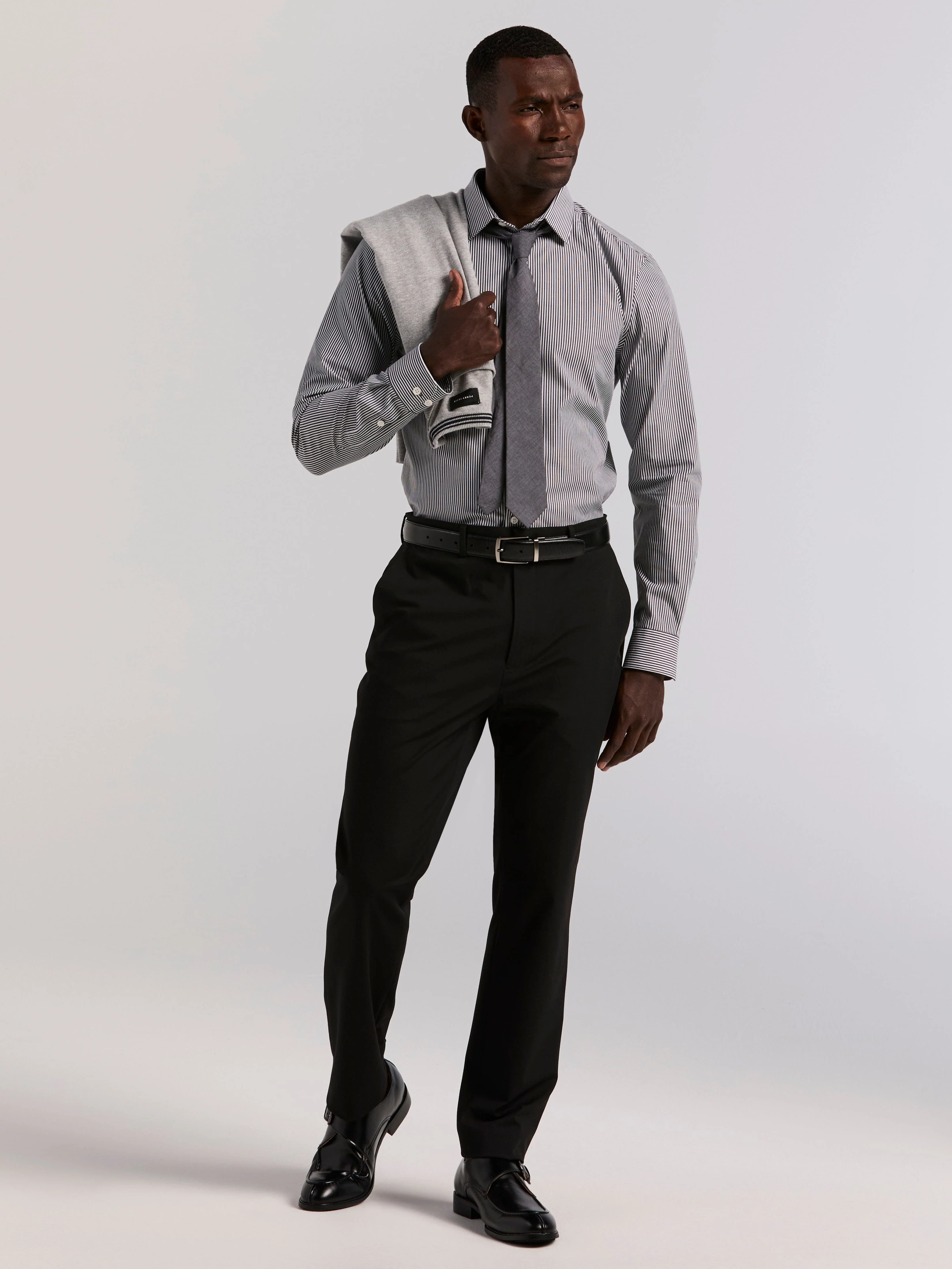 Slim Fit Cotton Stretch Bengal Stripe Dress Shirt - Image 5