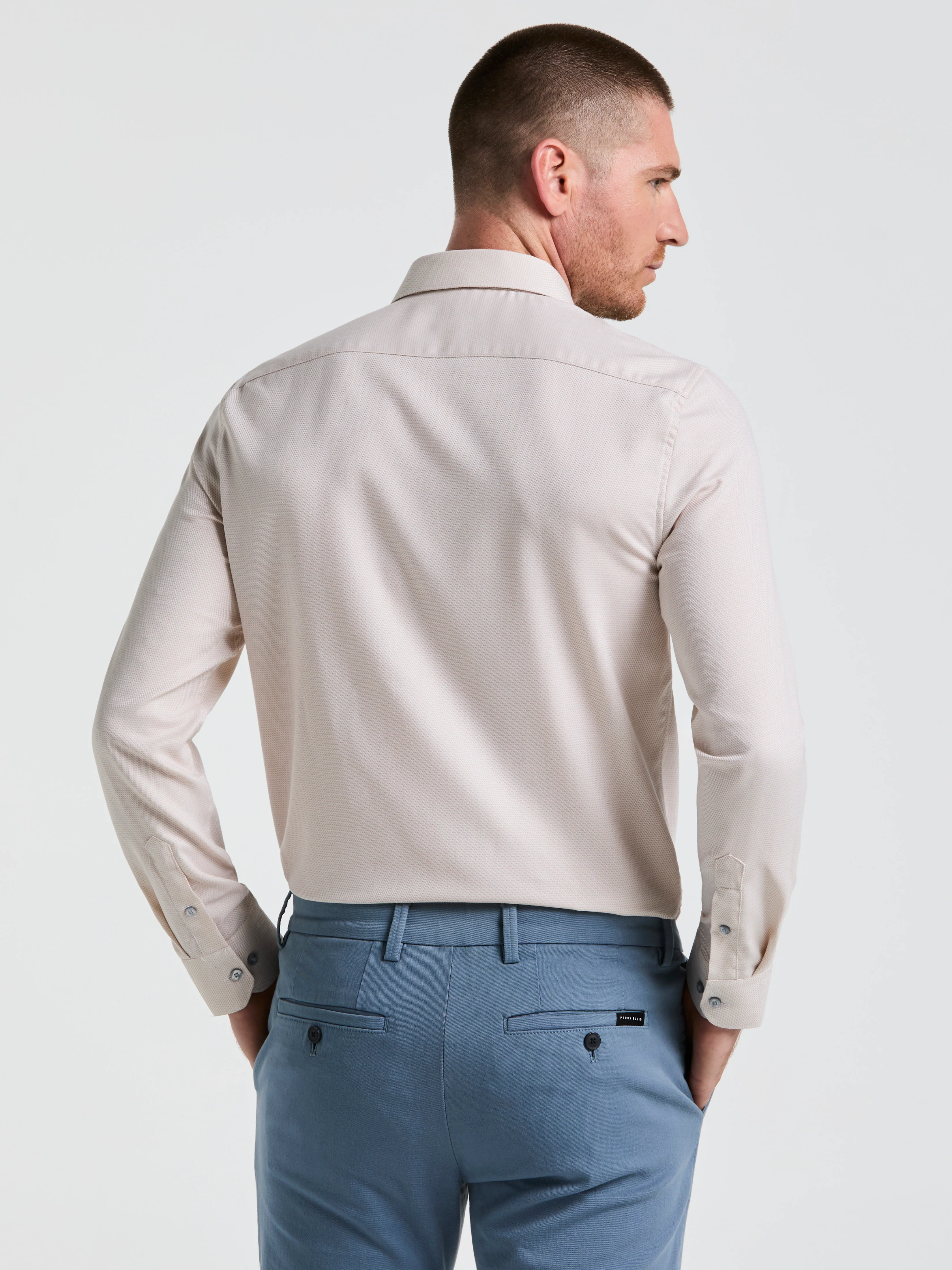 Dobby Micro Print Dress Shirt - Image 5