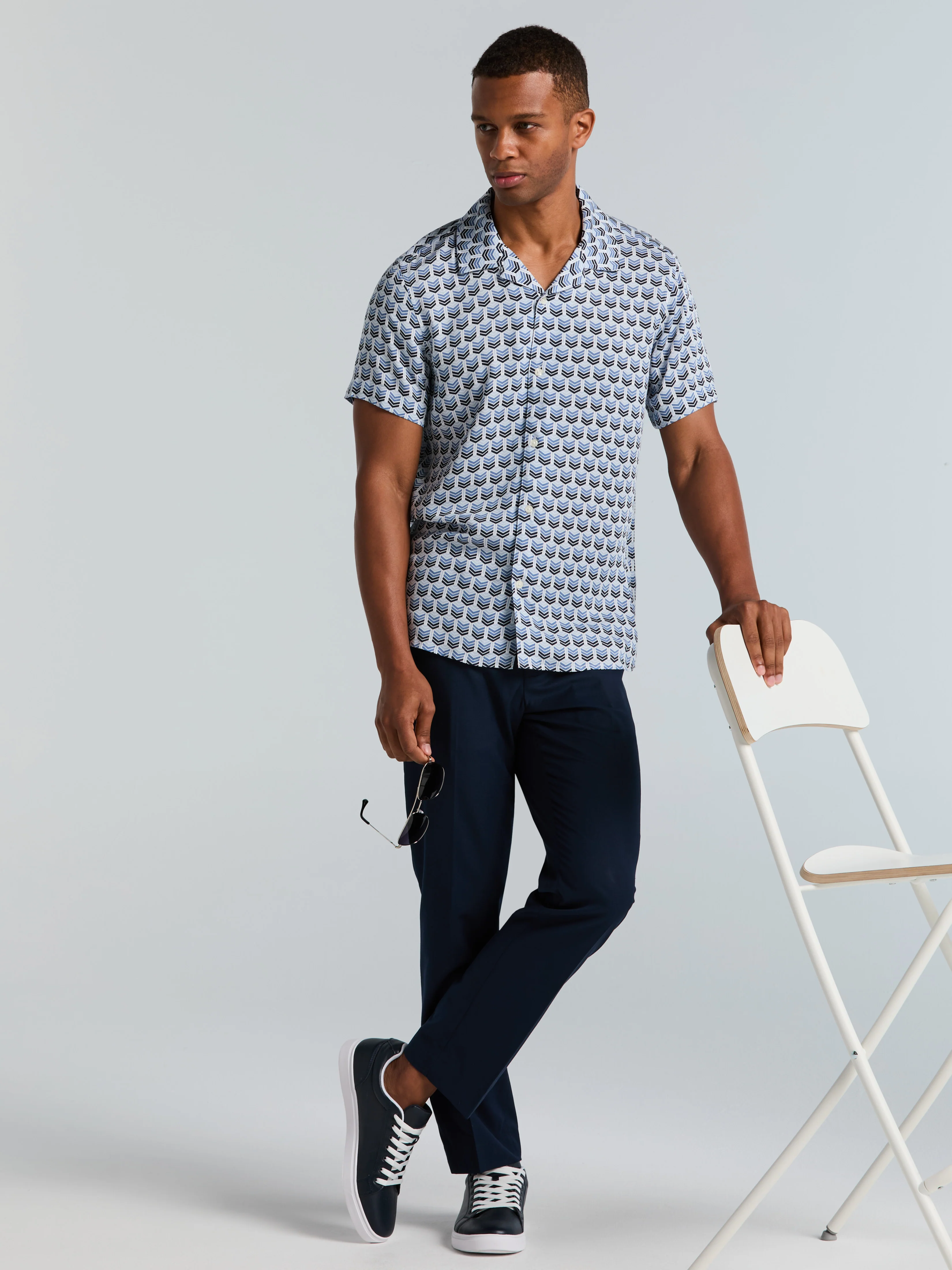 Dobby Print Camp Collar Shirt - Image 9