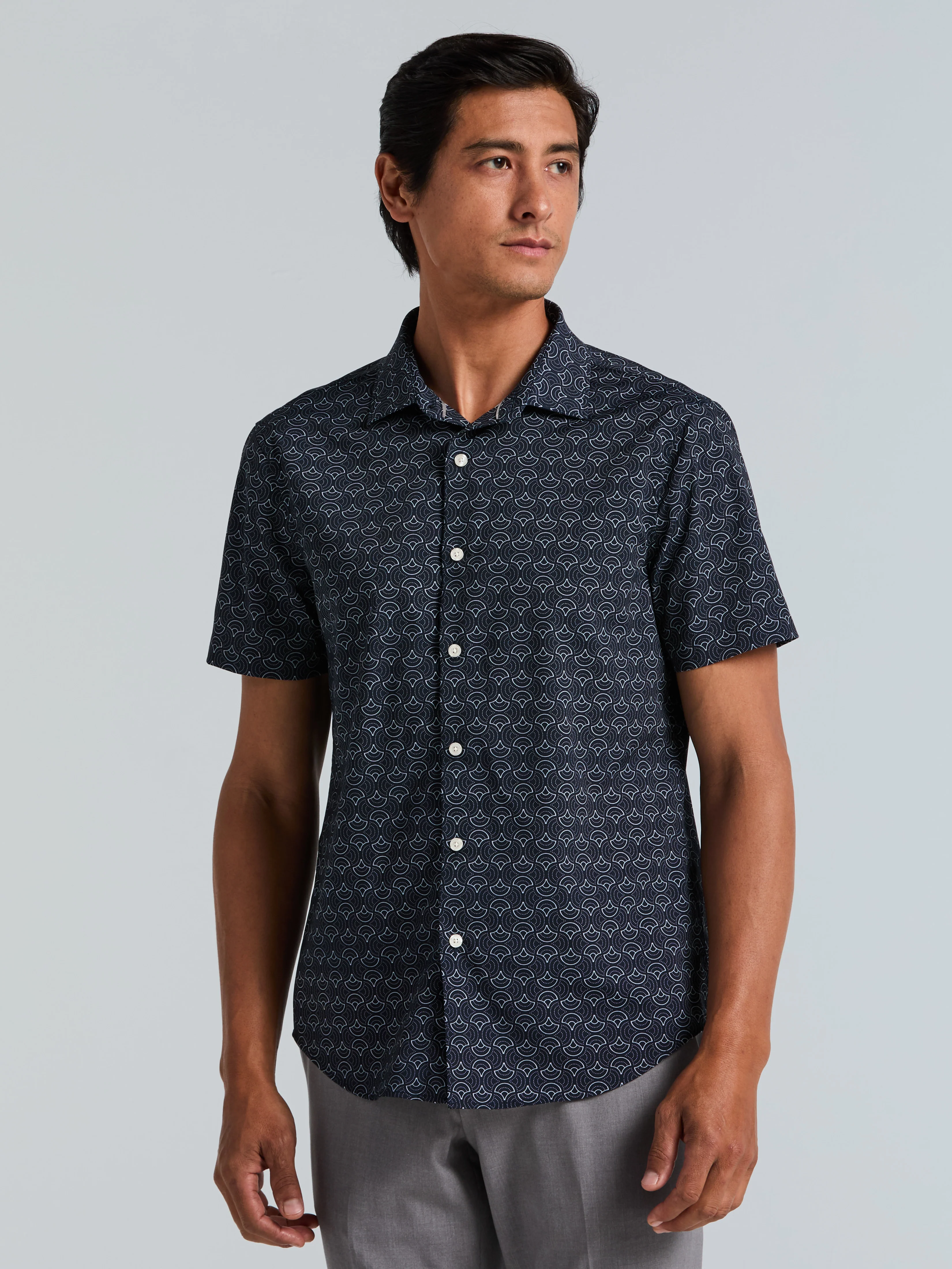 Slim Fit Total Stretch Dotted Wave Print Shirt