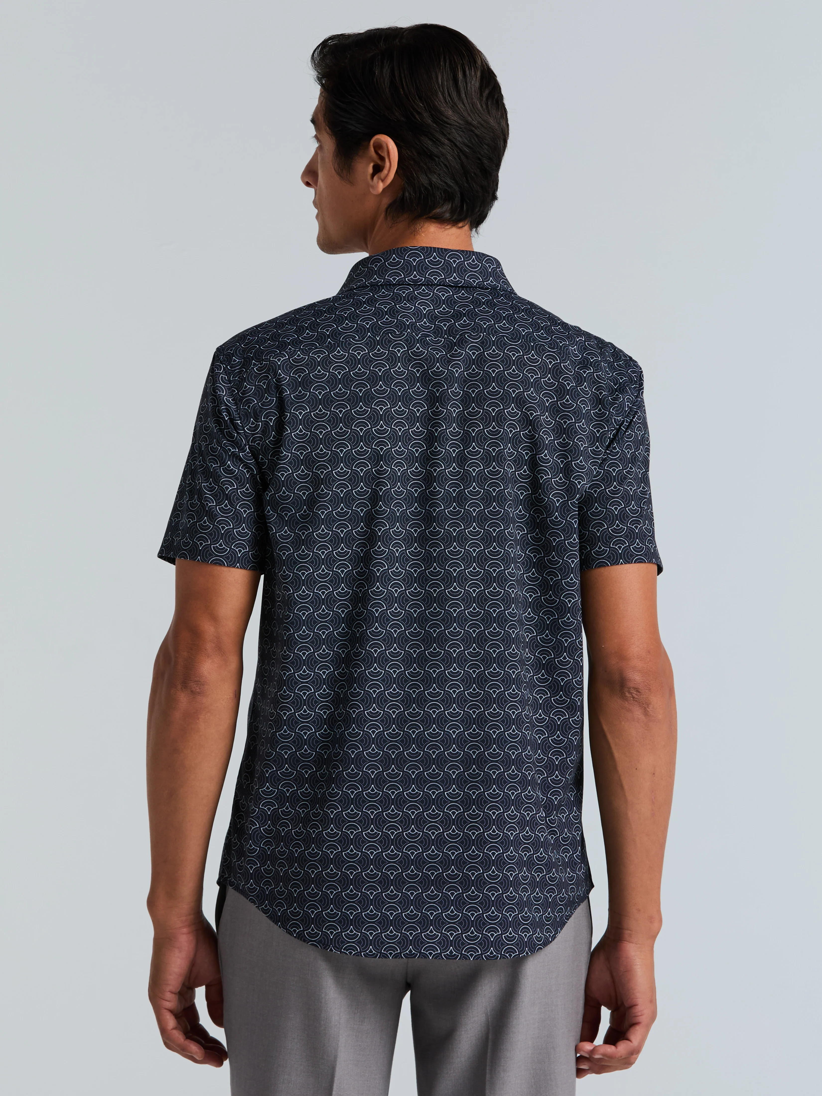 Slim Fit Total Stretch Dotted Wave Print Shirt - Image 3