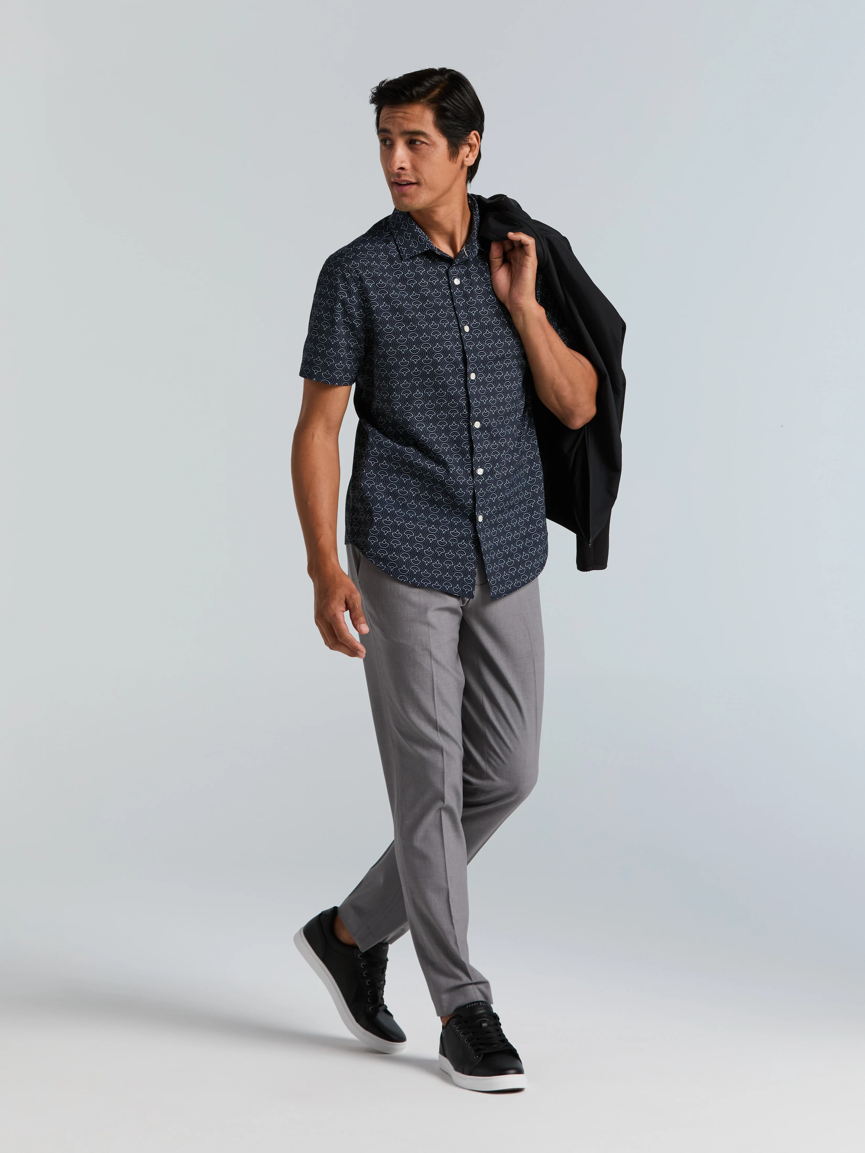 Slim Fit Total Stretch Dotted Wave Print Shirt - Image 4