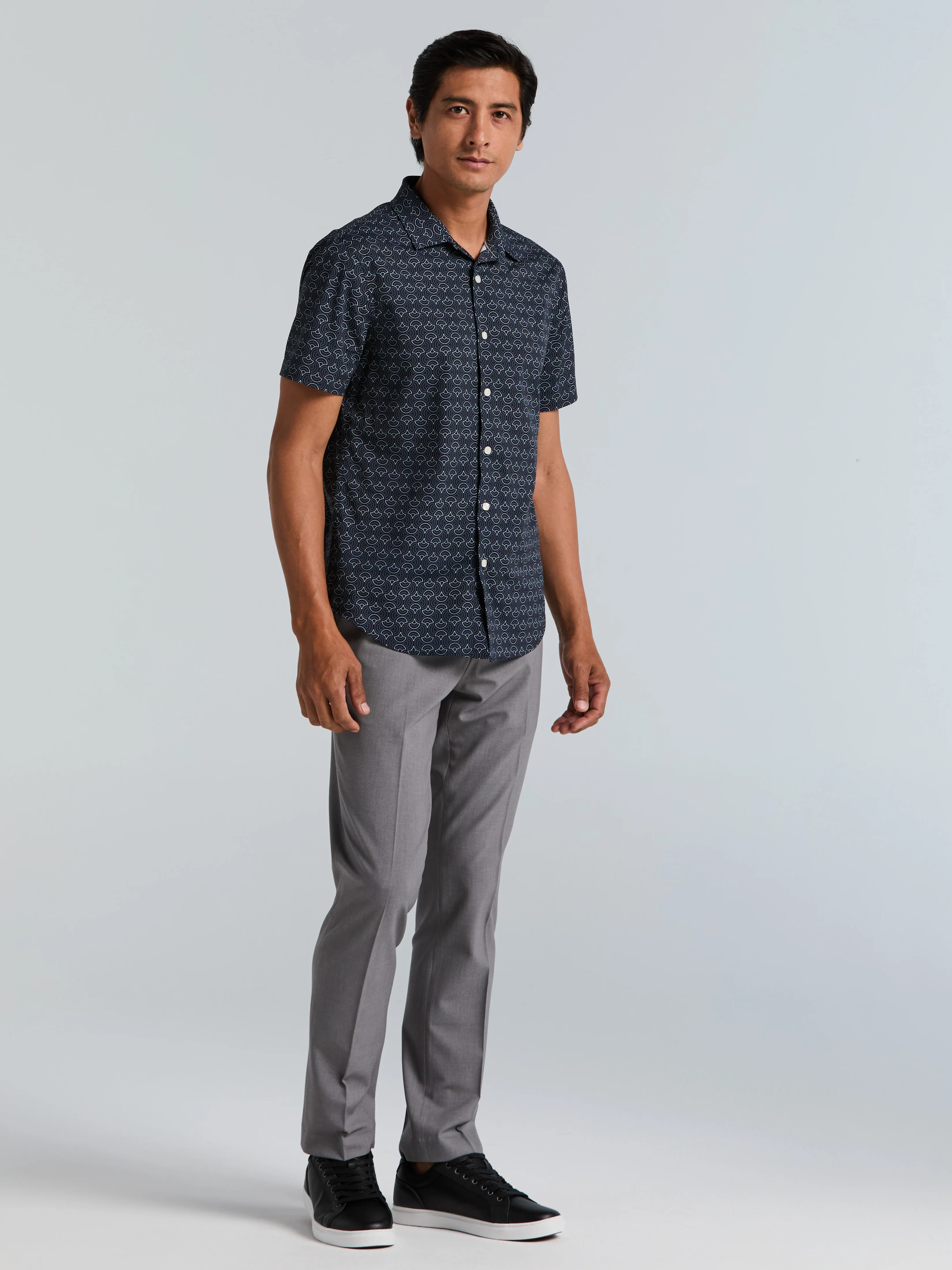 Slim Fit Total Stretch Dotted Wave Print Shirt - Image 5