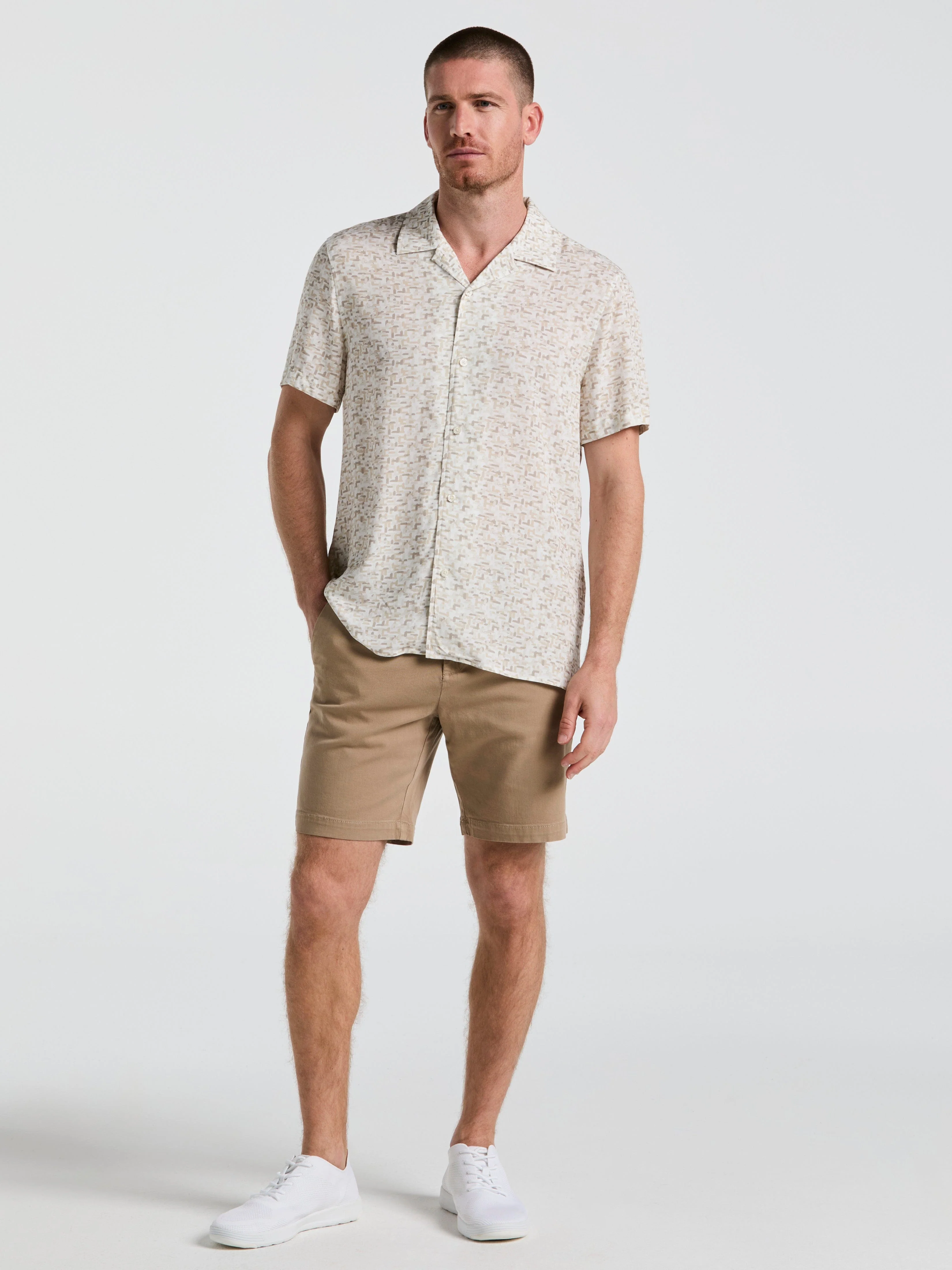 EcoVero™ Brushstroke Print Camp Collar Shirt - Image 3