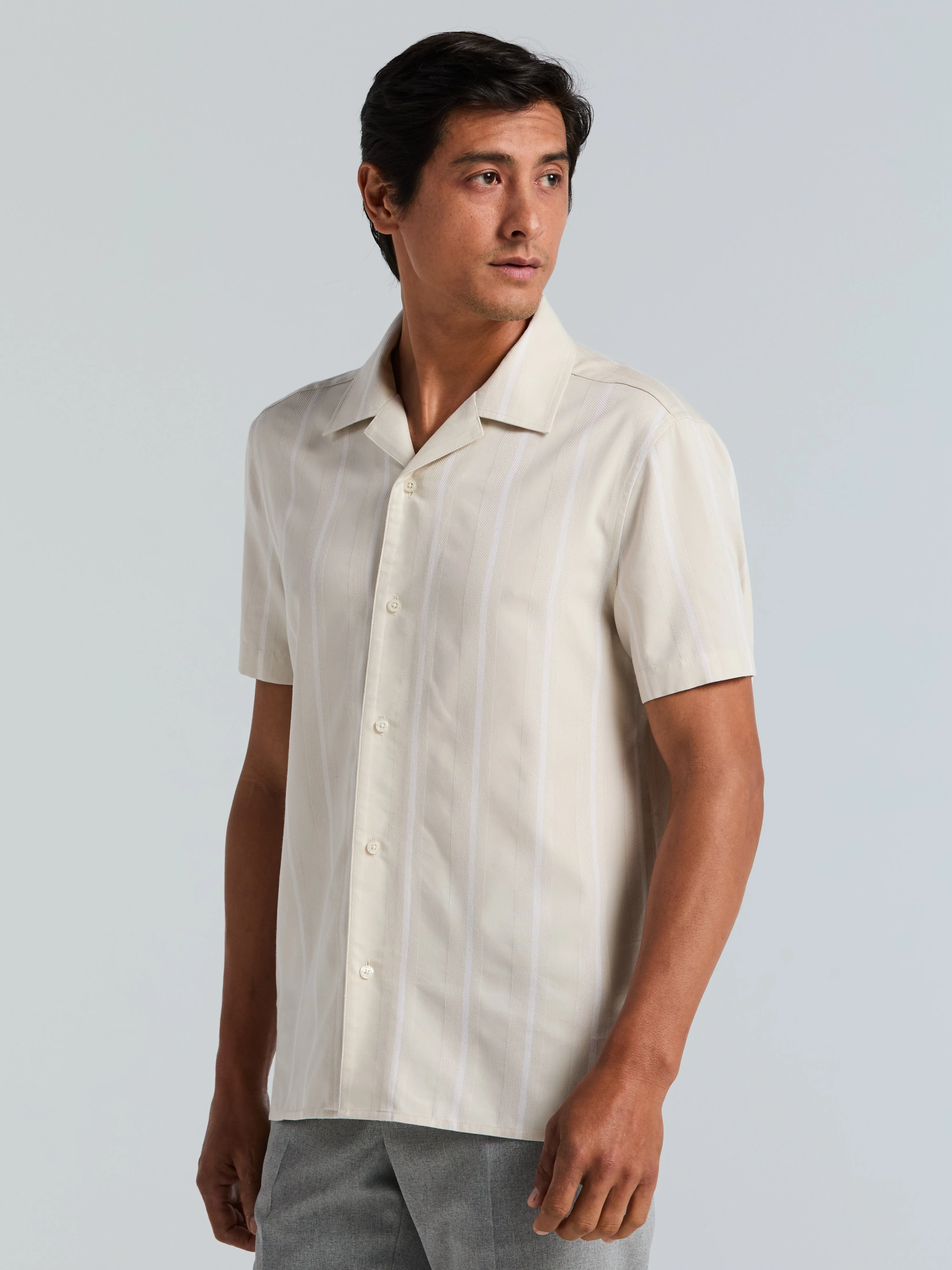 EcoVero™ Striped Camp Collar Shirt