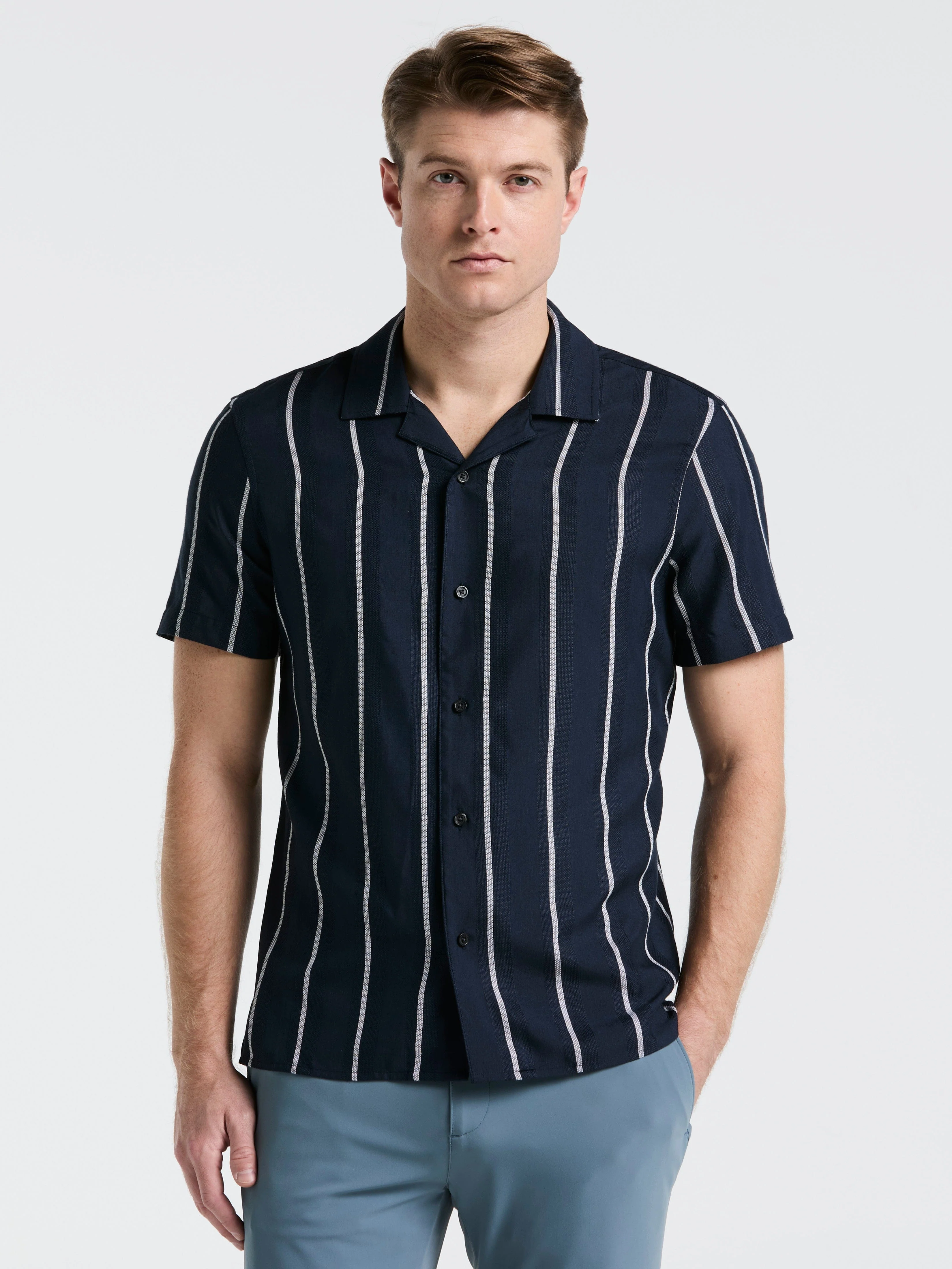 EcoVero™ Striped Camp Collar Shirt - Image 6