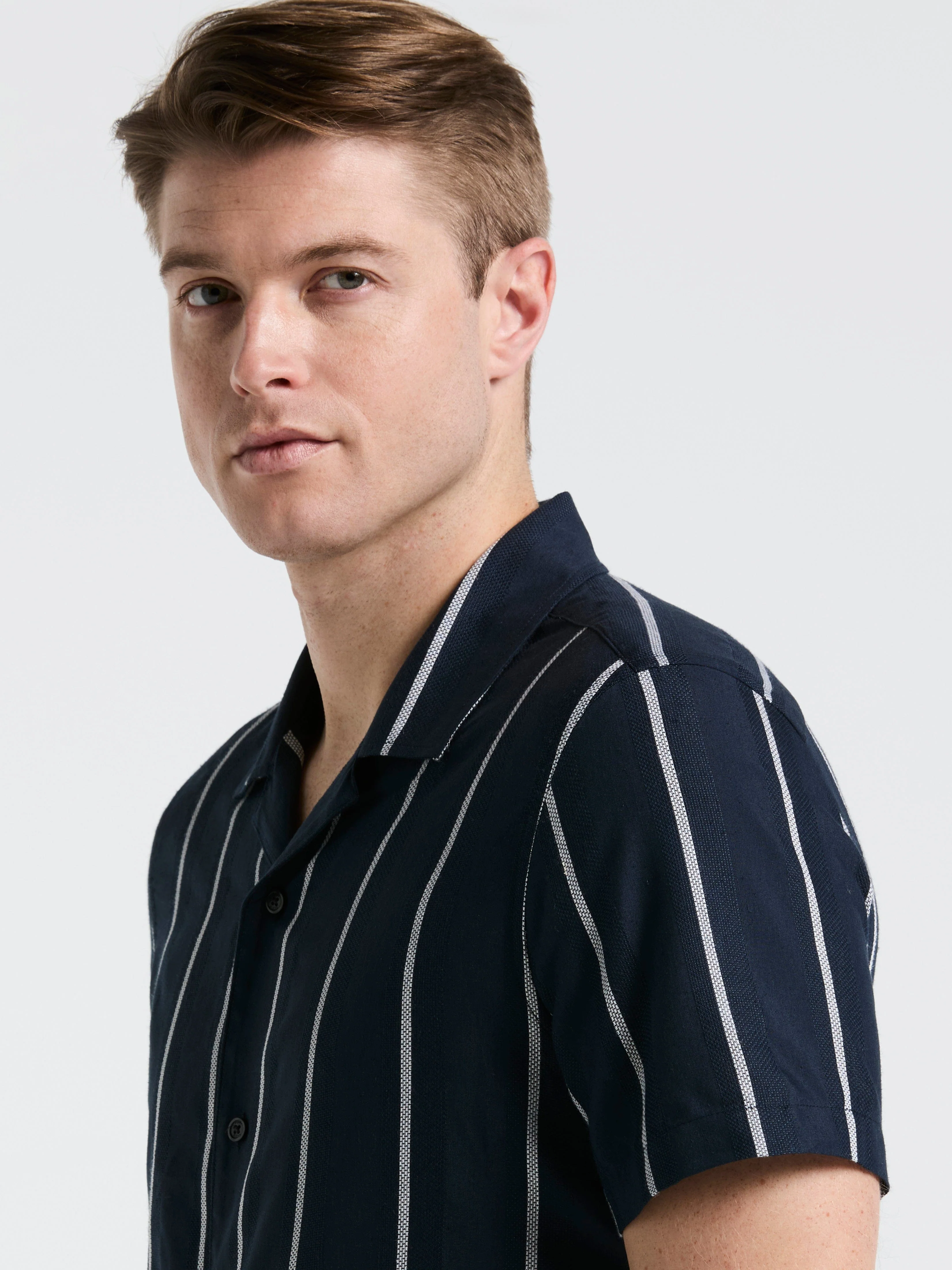 EcoVero™ Striped Camp Collar Shirt - Image 8