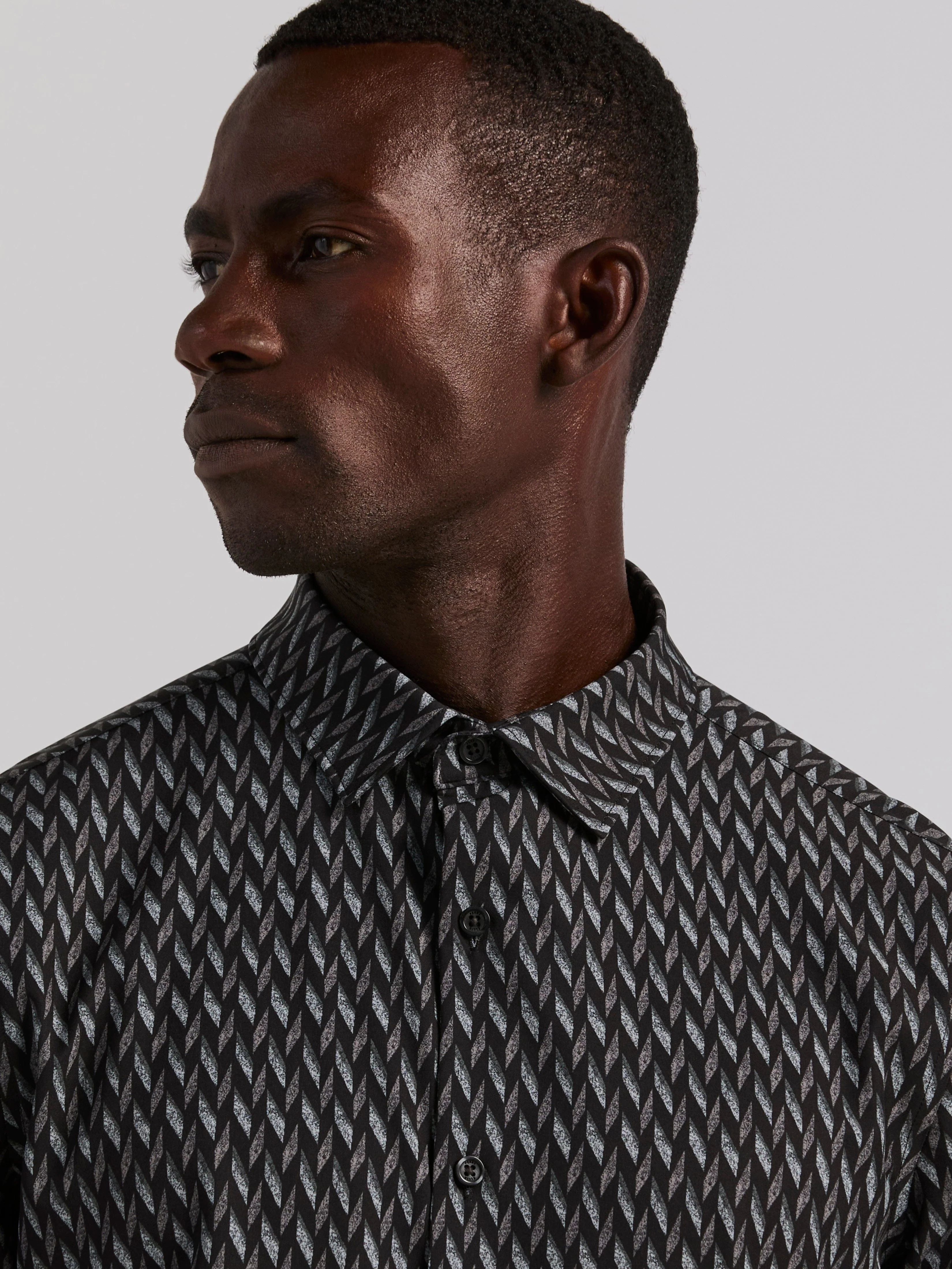Geo Print Slim Fit Long Sleeve Shirt - Image 2