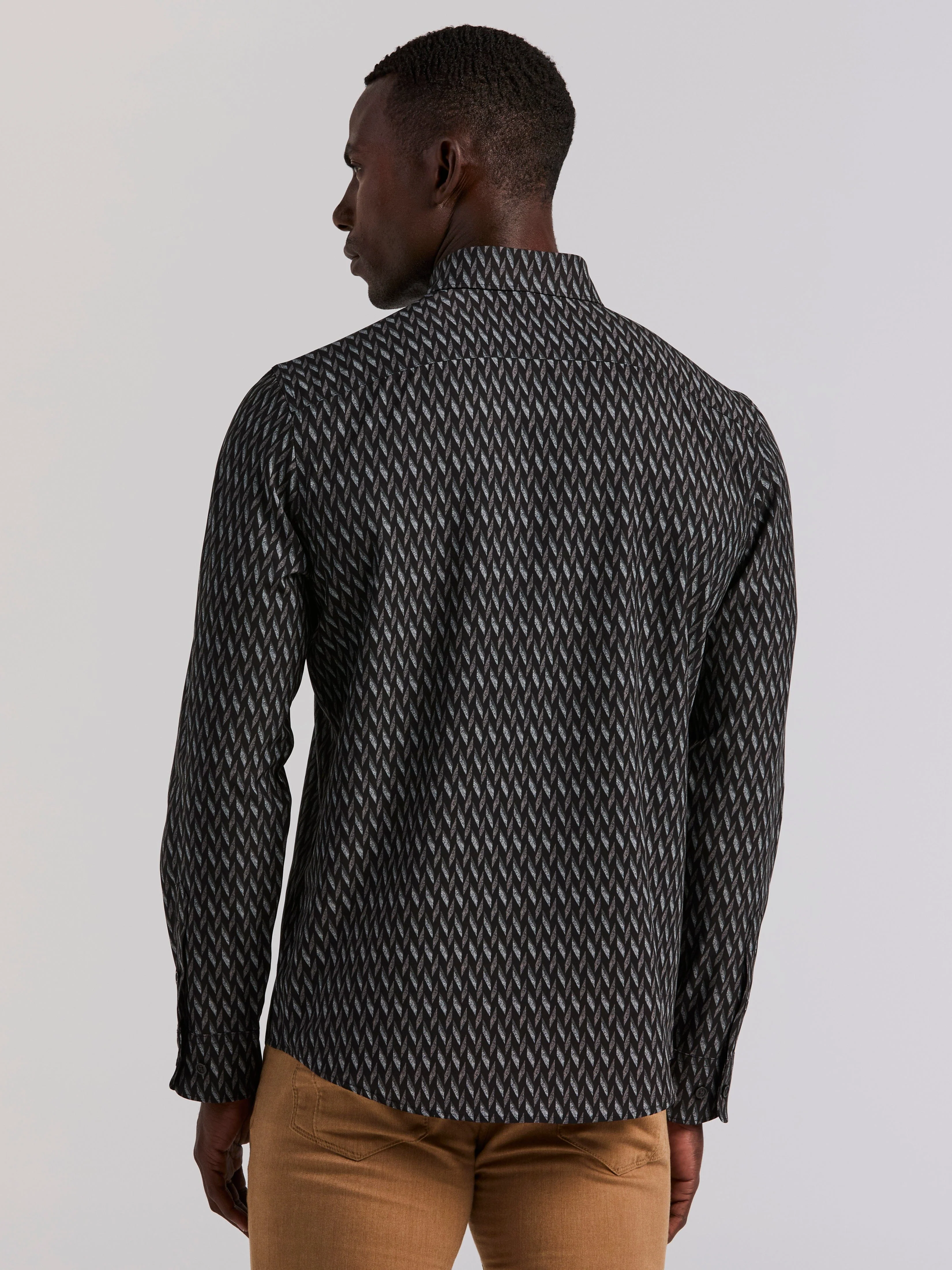 Geo Print Slim Fit Long Sleeve Shirt - Image 3