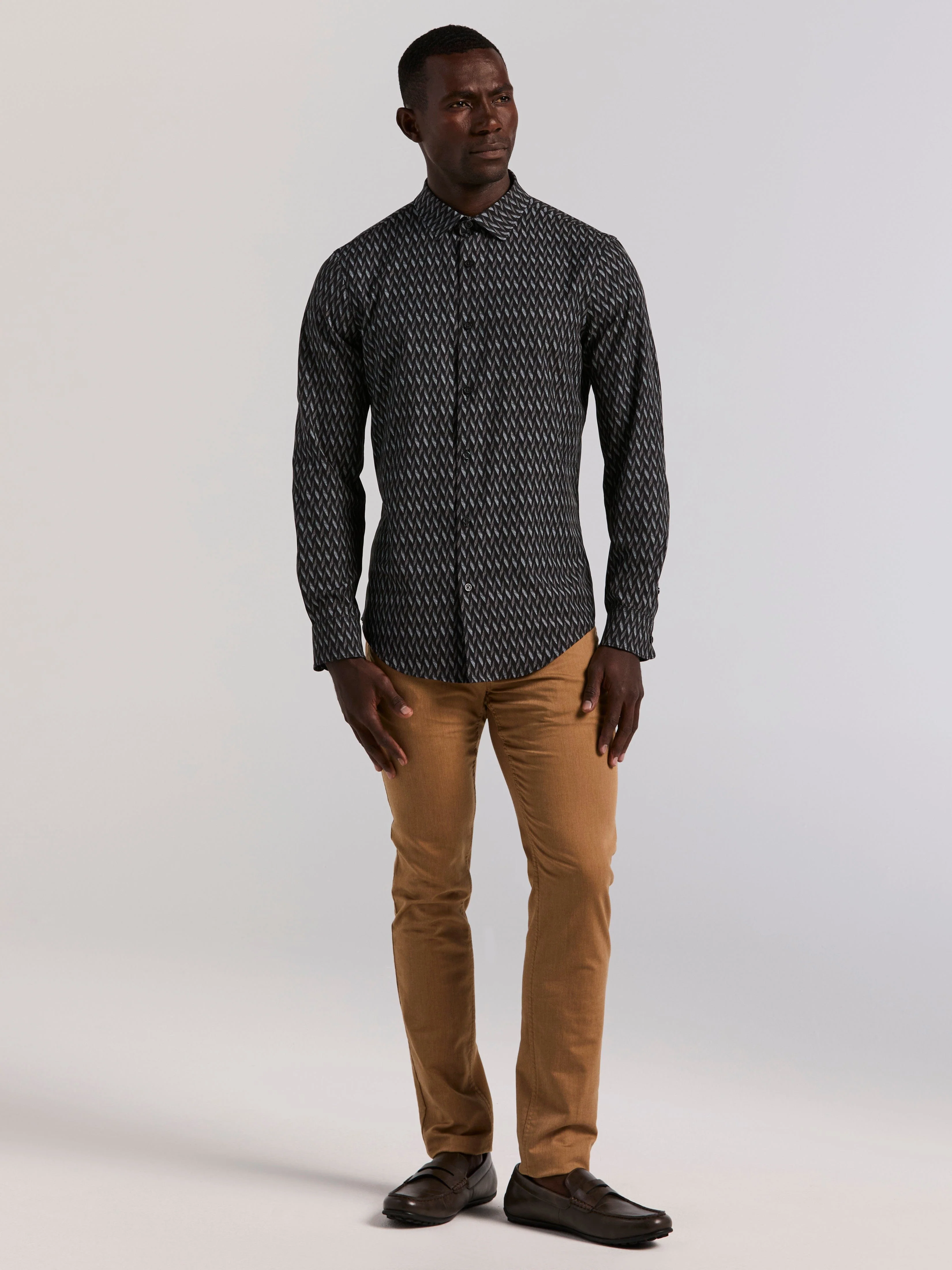 Geo Print Slim Fit Long Sleeve Shirt - Image 4