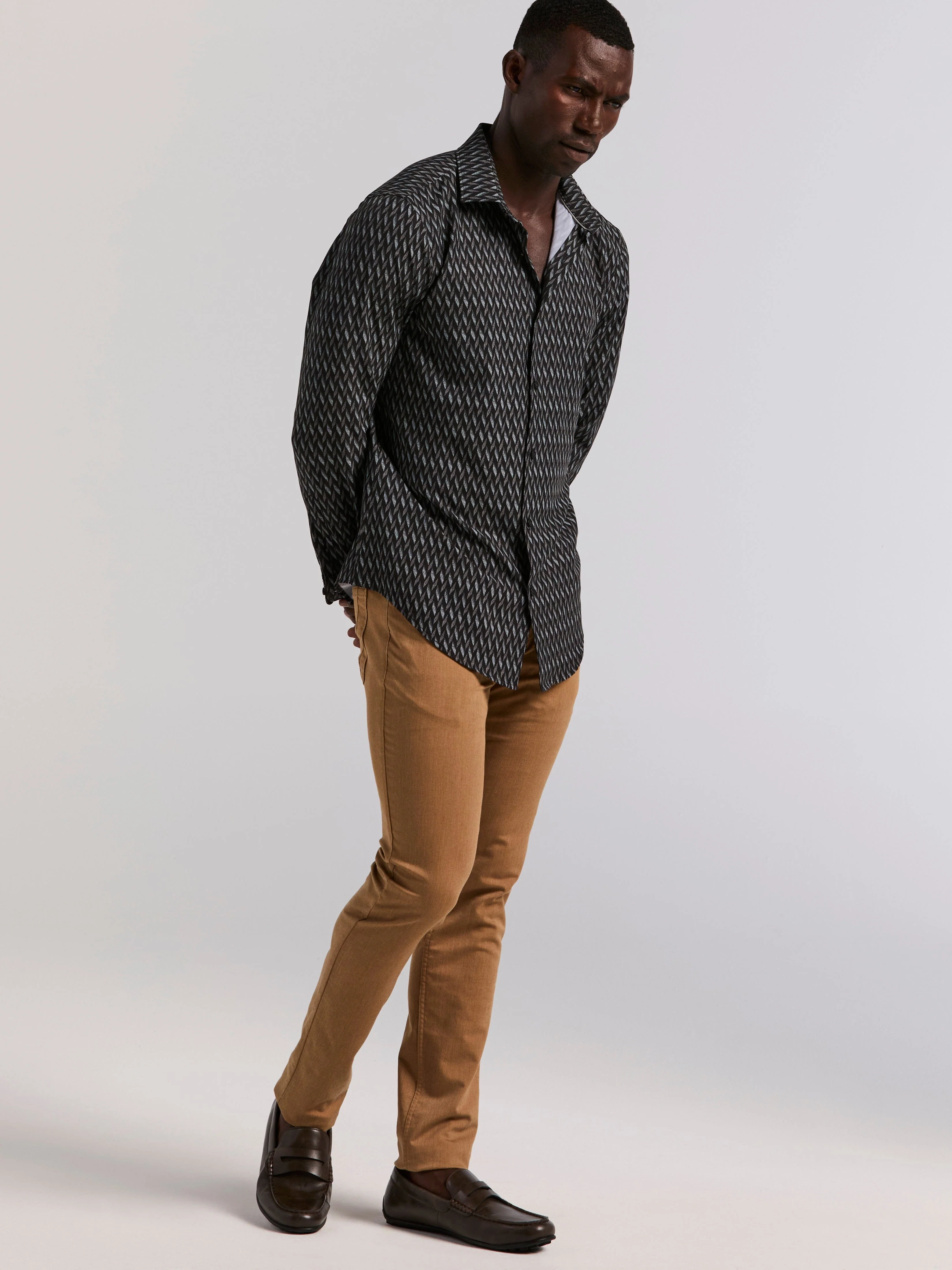 Geo Print Slim Fit Long Sleeve Shirt - Image 5