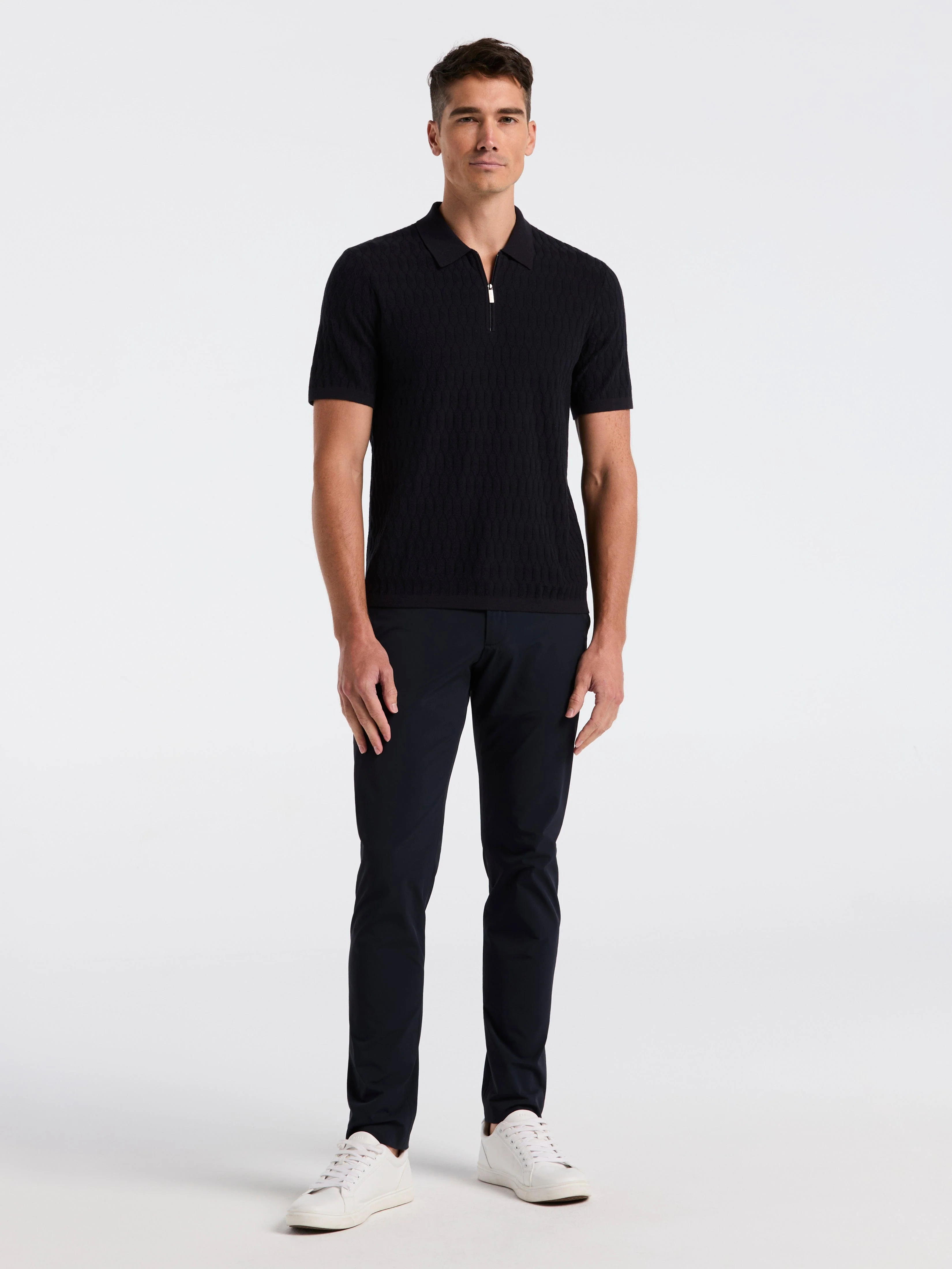 Geometric Pattern Zip Sweater Polo - Image 10