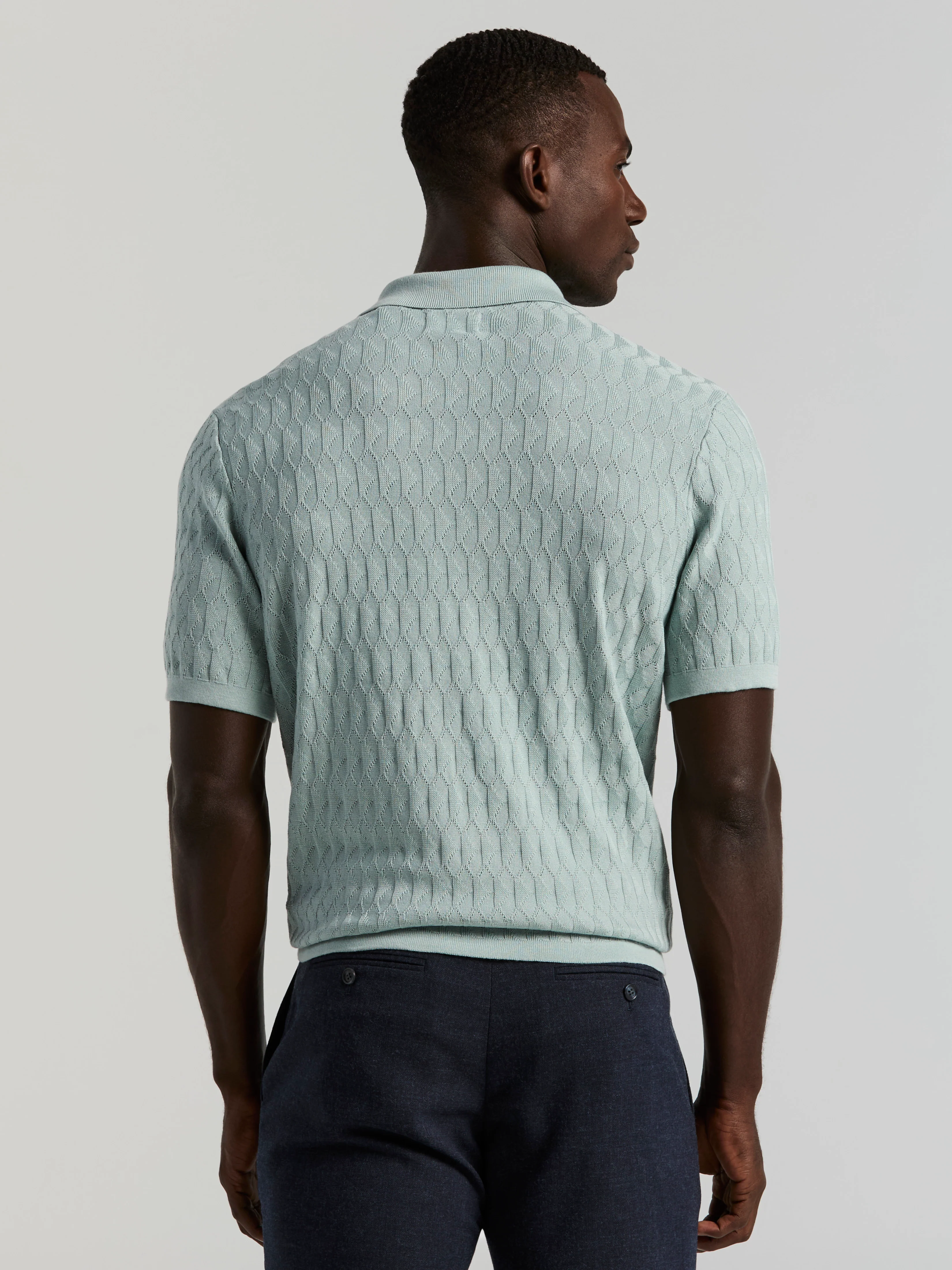 Geometric Pattern Zip Sweater Polo - Image 13
