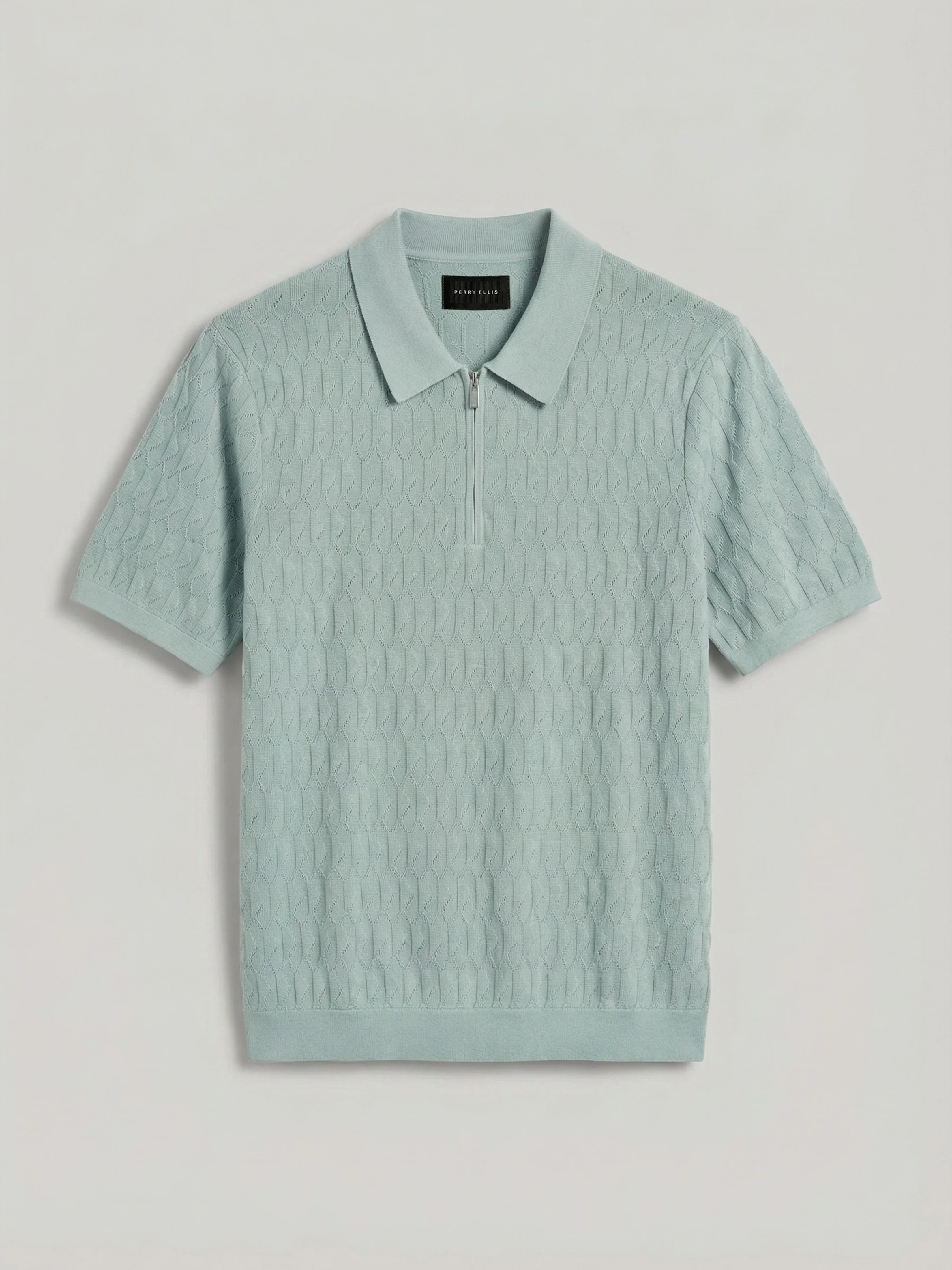 Geometric Pattern Zip Sweater Polo - Image 16