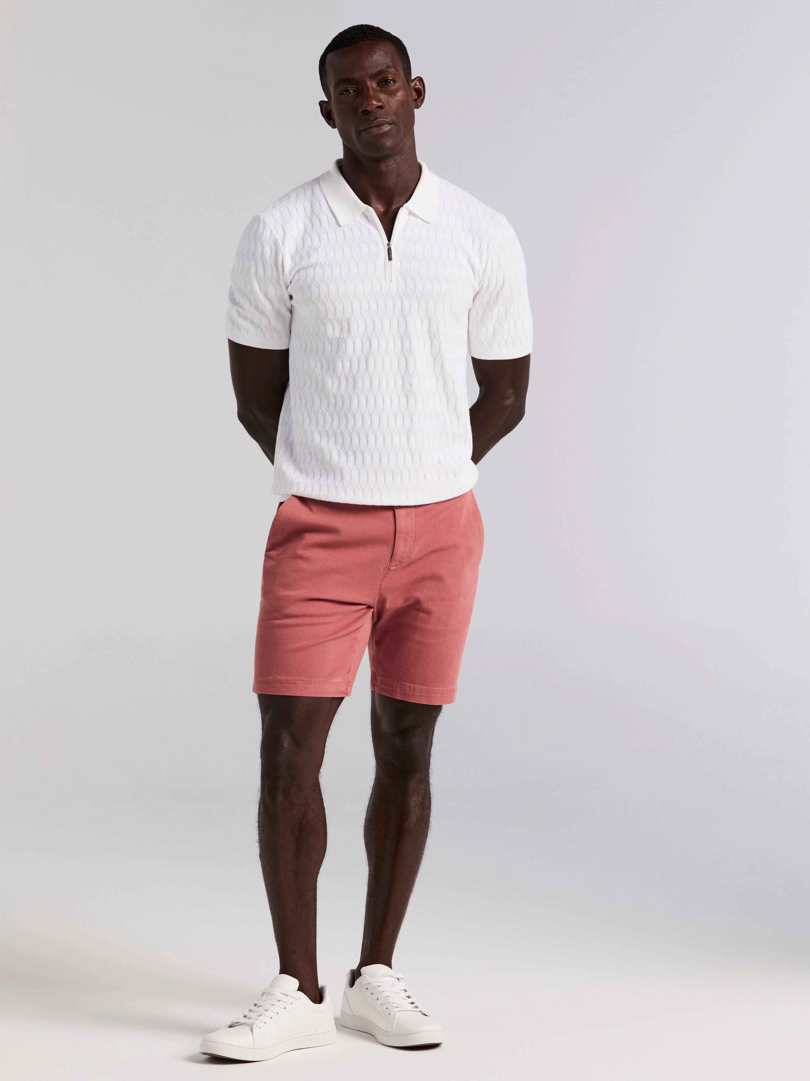Geometric Pattern Zip Sweater Polo - Image 4