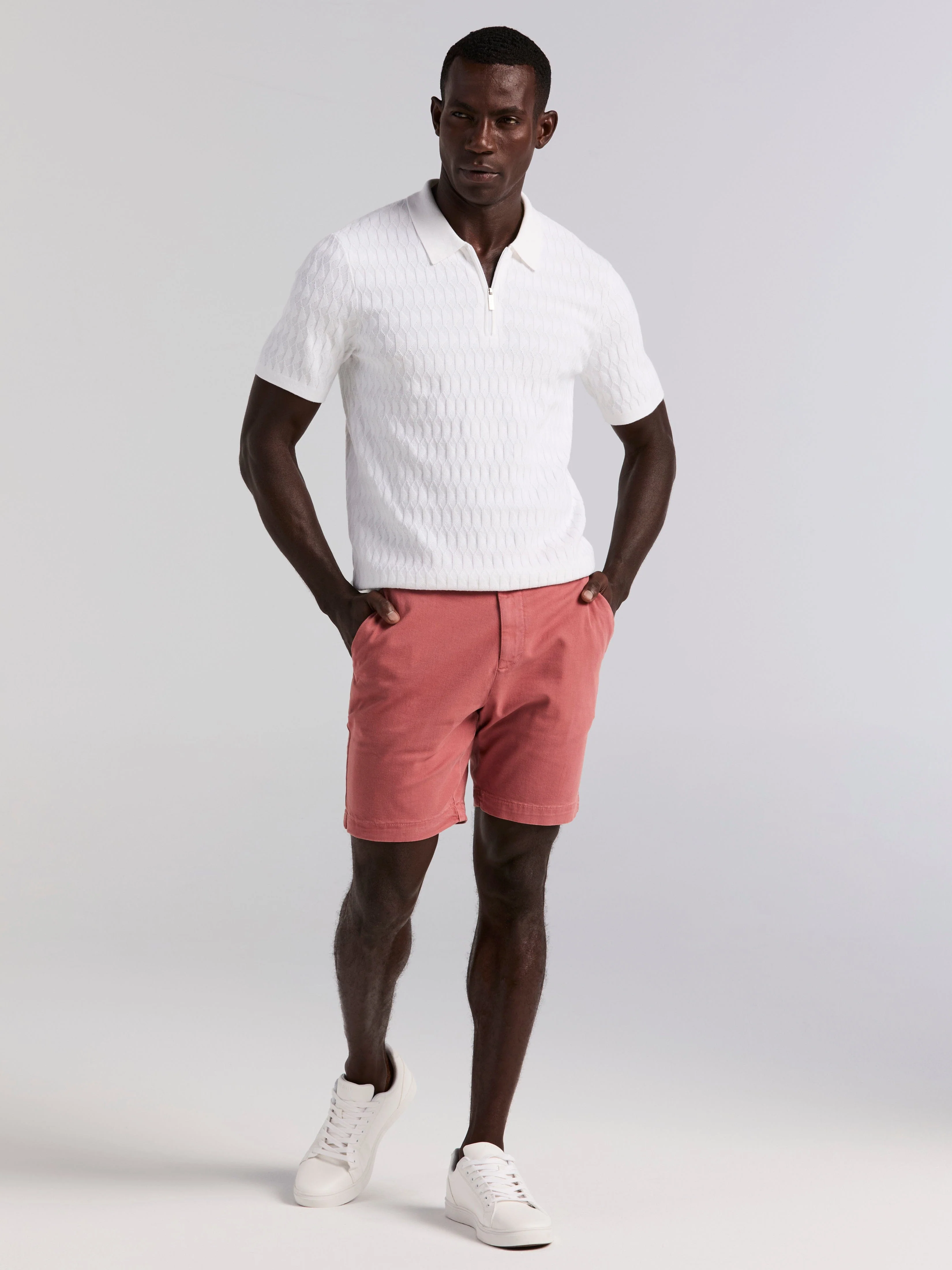 Geometric Pattern Zip Sweater Polo - Image 5