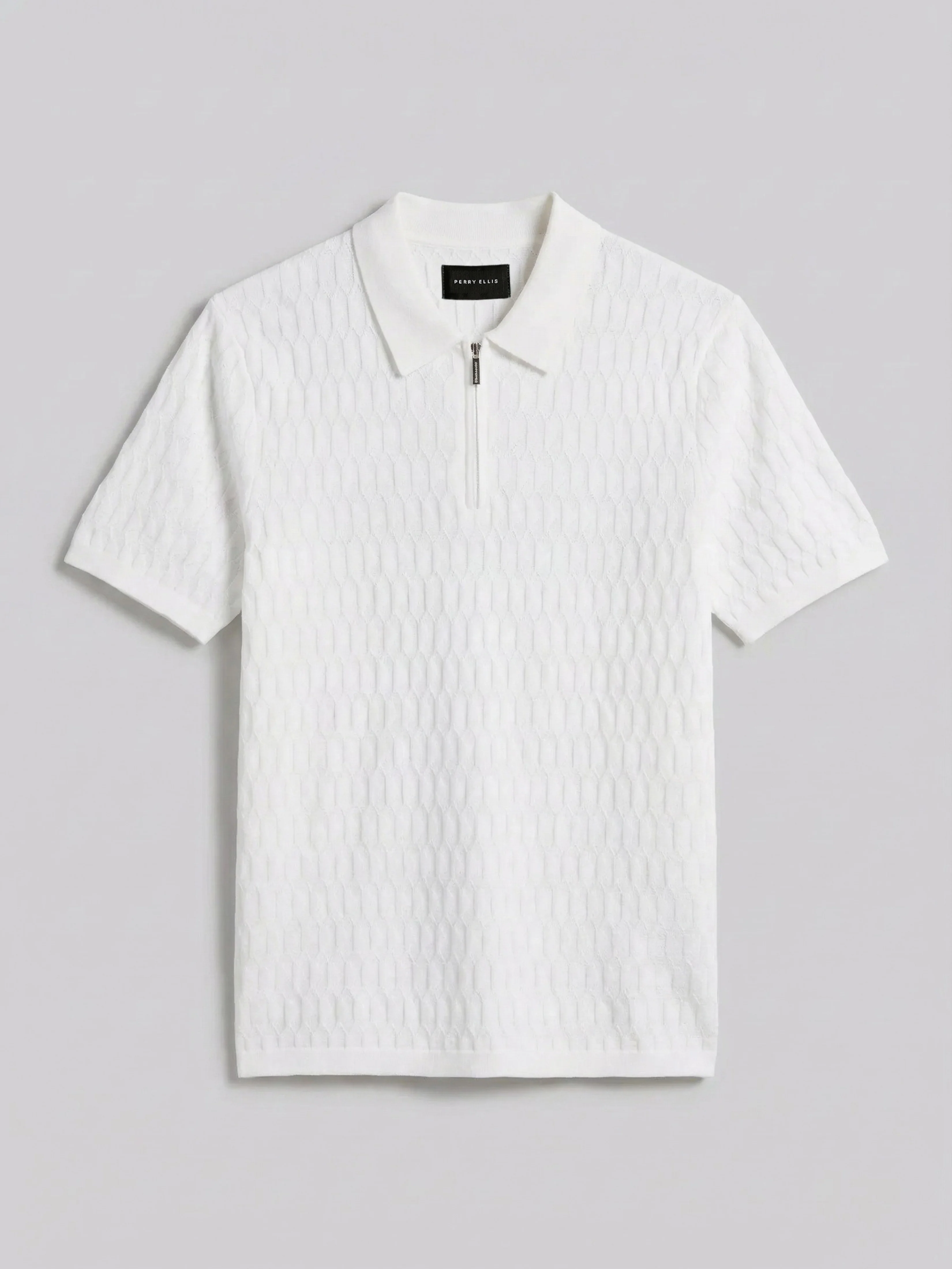 Geometric Pattern Zip Sweater Polo - Image 6