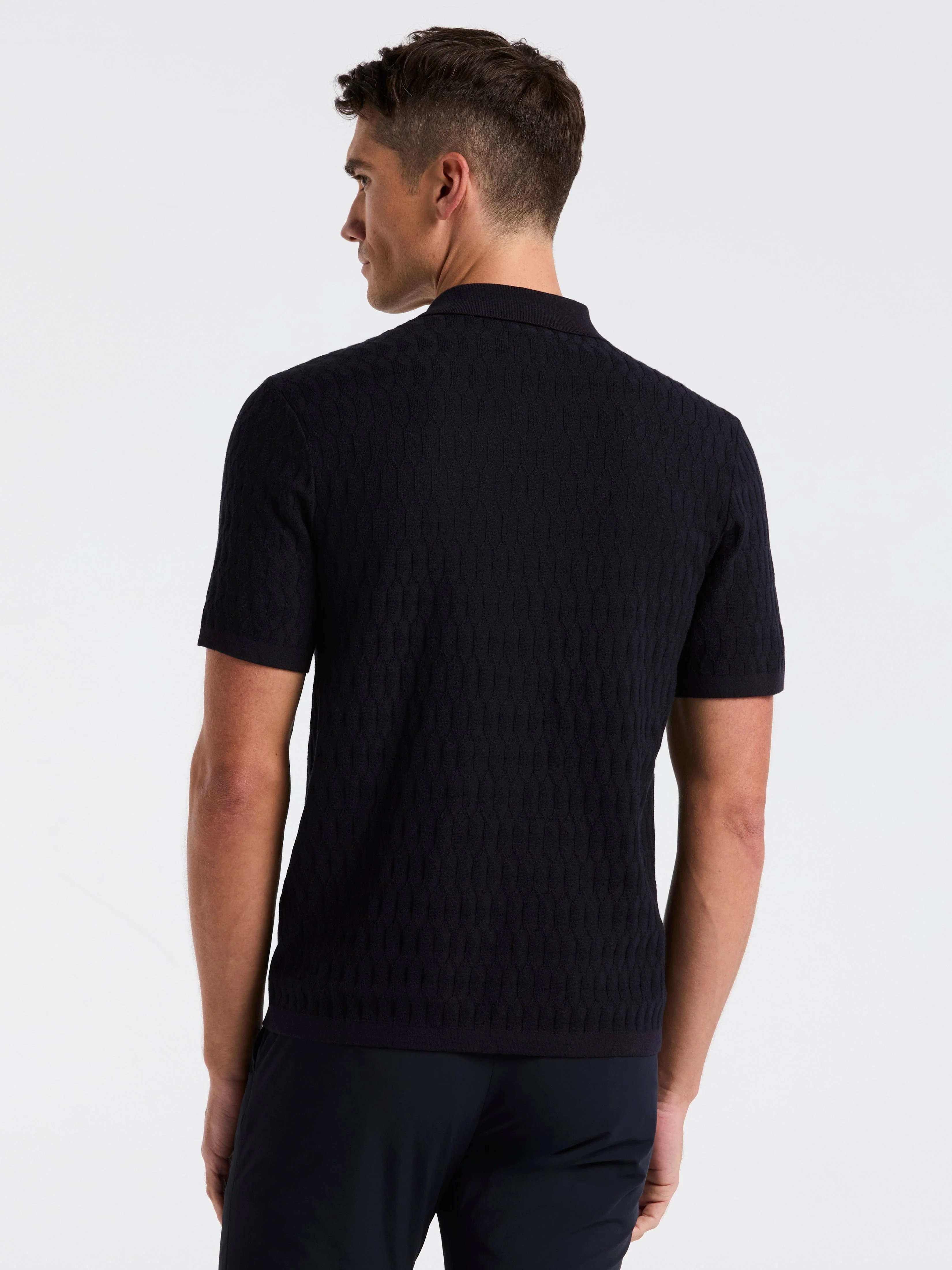 Geometric Pattern Zip Sweater Polo - Image 9