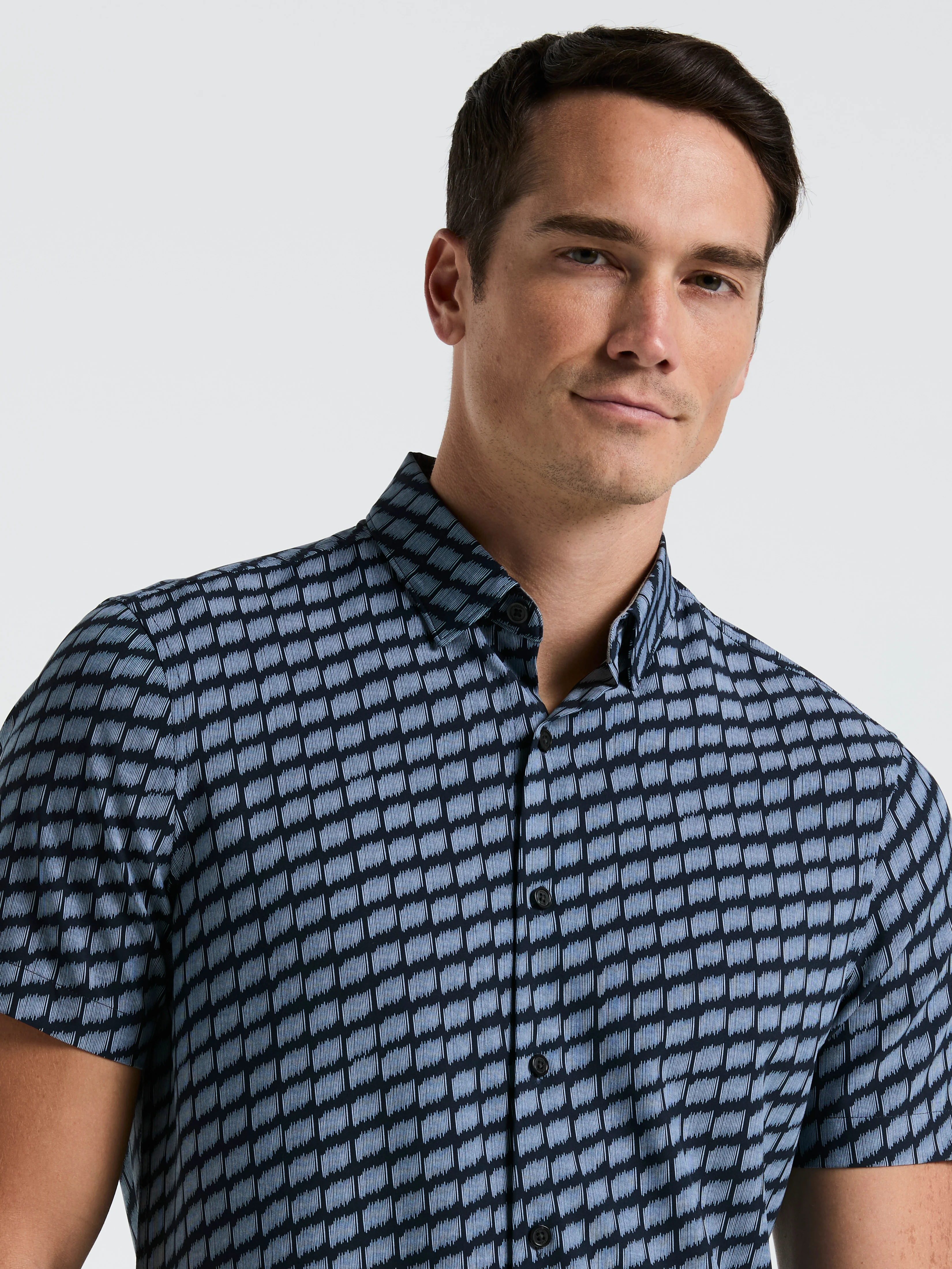 Slim Fit Total Stretch Hash Mark Print Shirt - Image 2