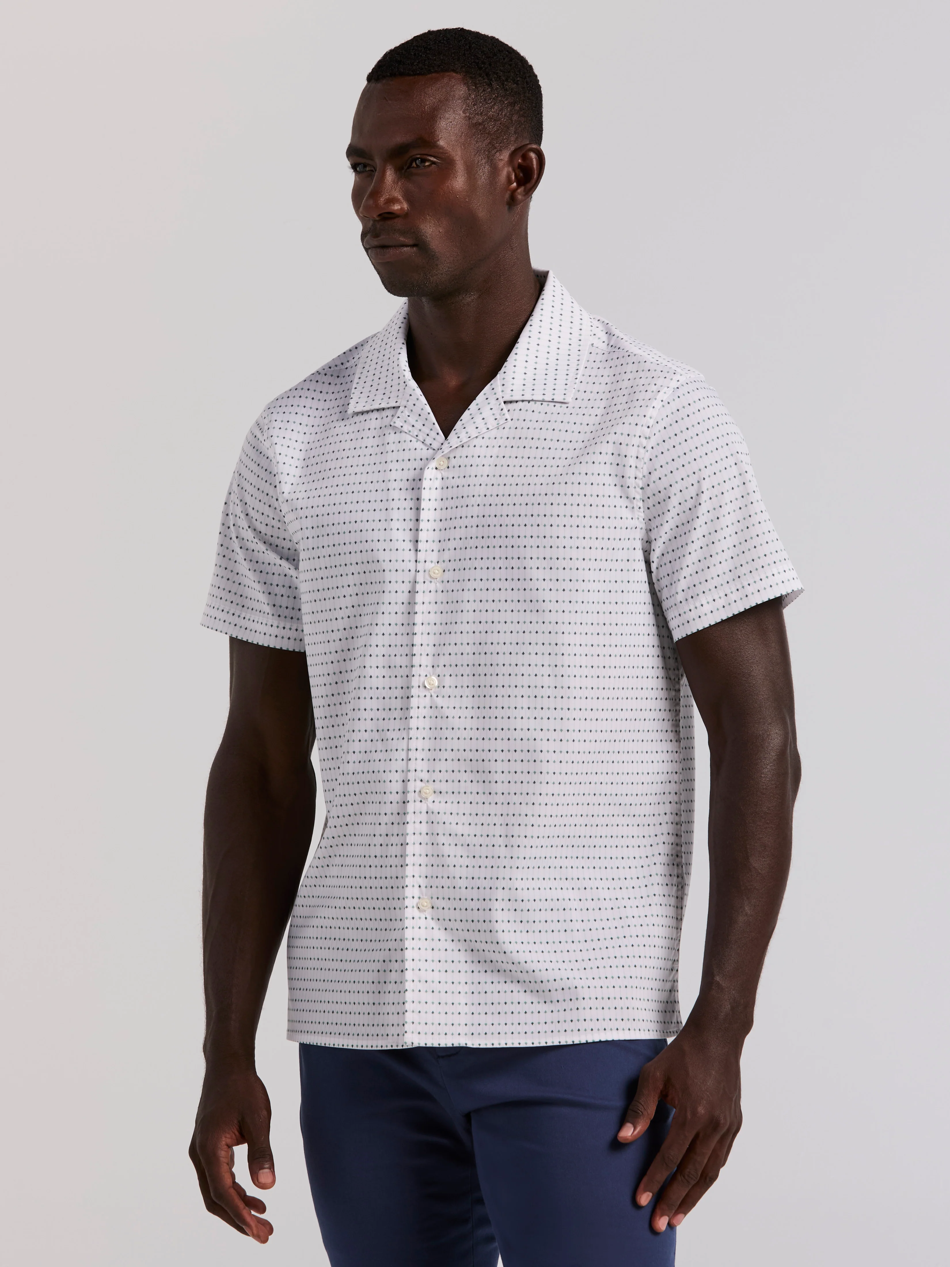 Hexagon Pop Print Camp Collar Shirt