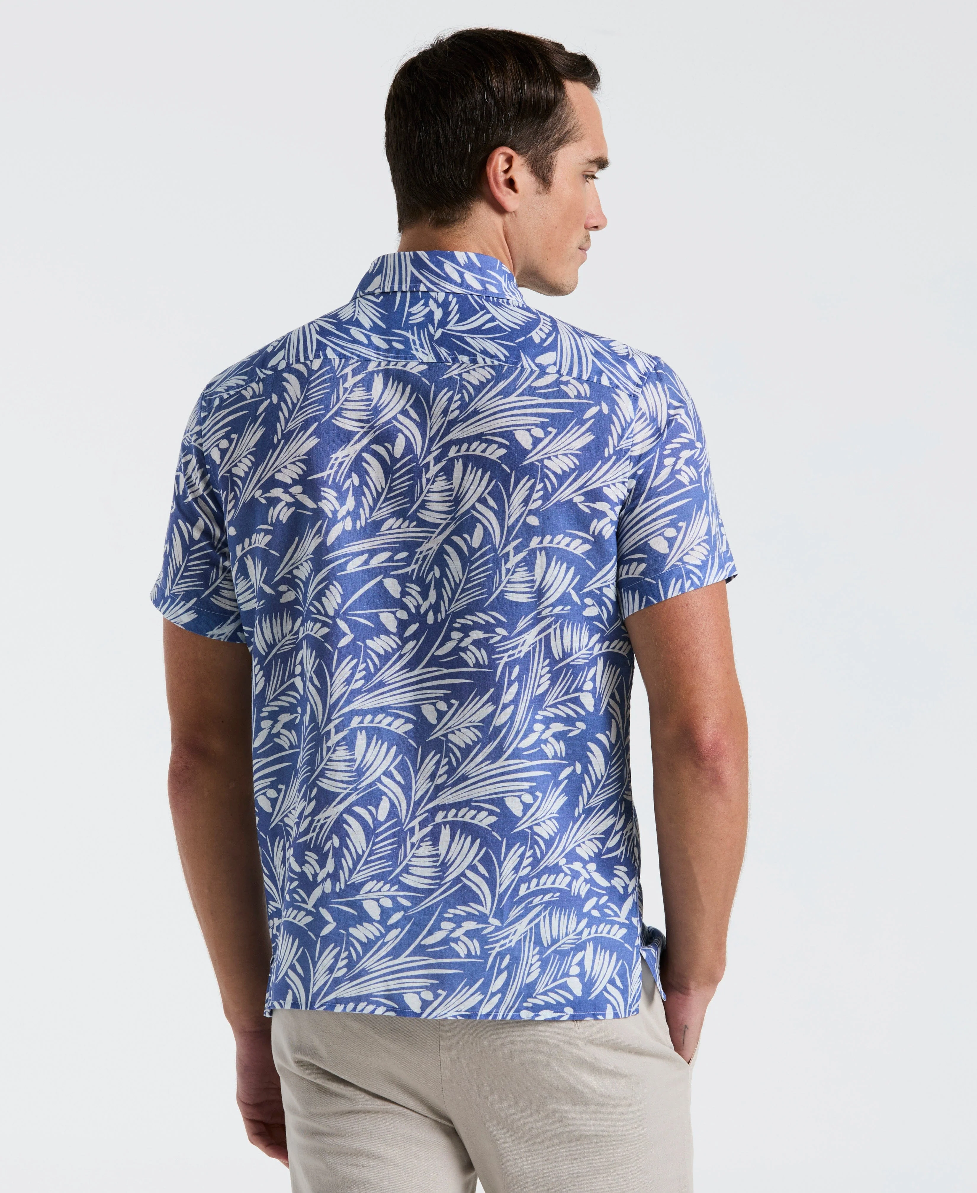 Linen Abstract Leaf Print Shirt - Image 2